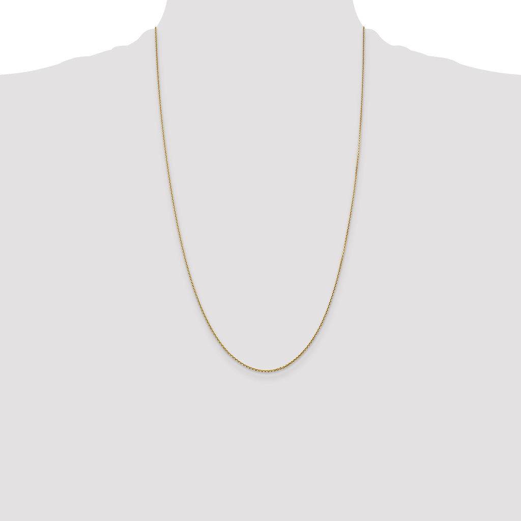 14K 26 inch .9mm Diamond-cut Round Open Link Cable with Lobster Clasp Chain
