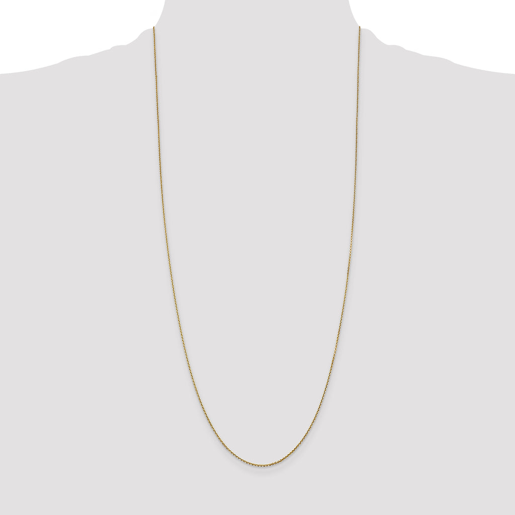 14K 30 inch .9mm Diamond-cut Round Open Link Cable with Lobster Clasp Chain