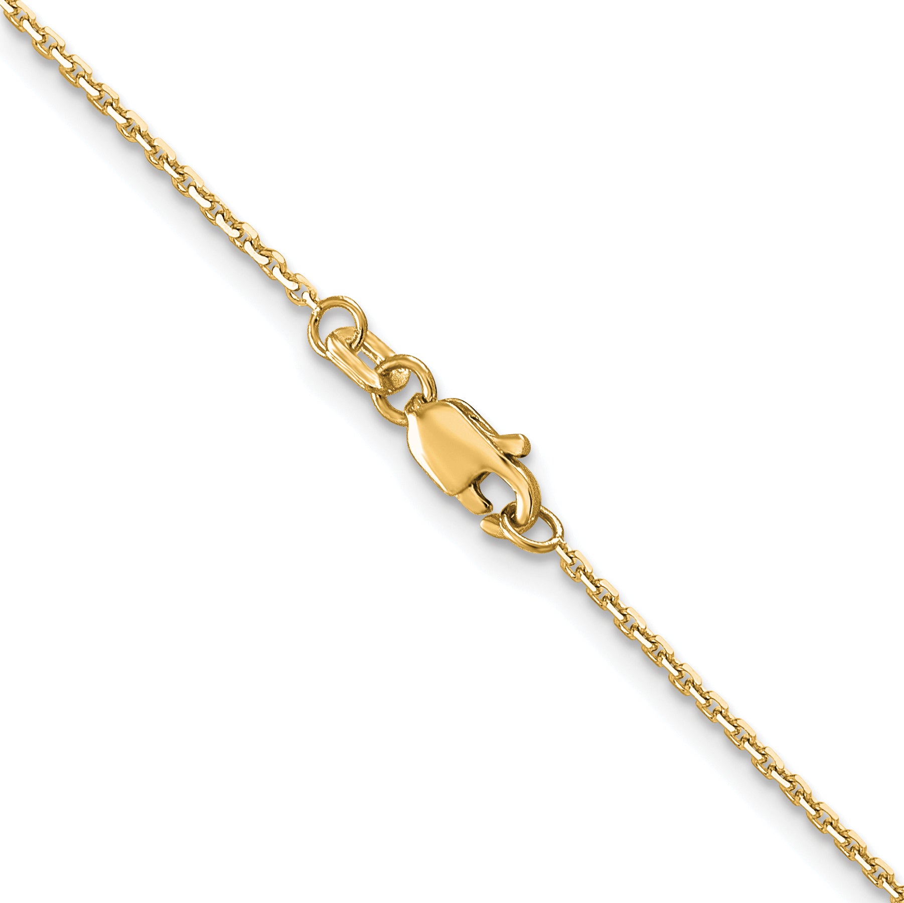 14K Yellow Gold Solid Diamond-Cut Cable Chain Necklace 1.2mm