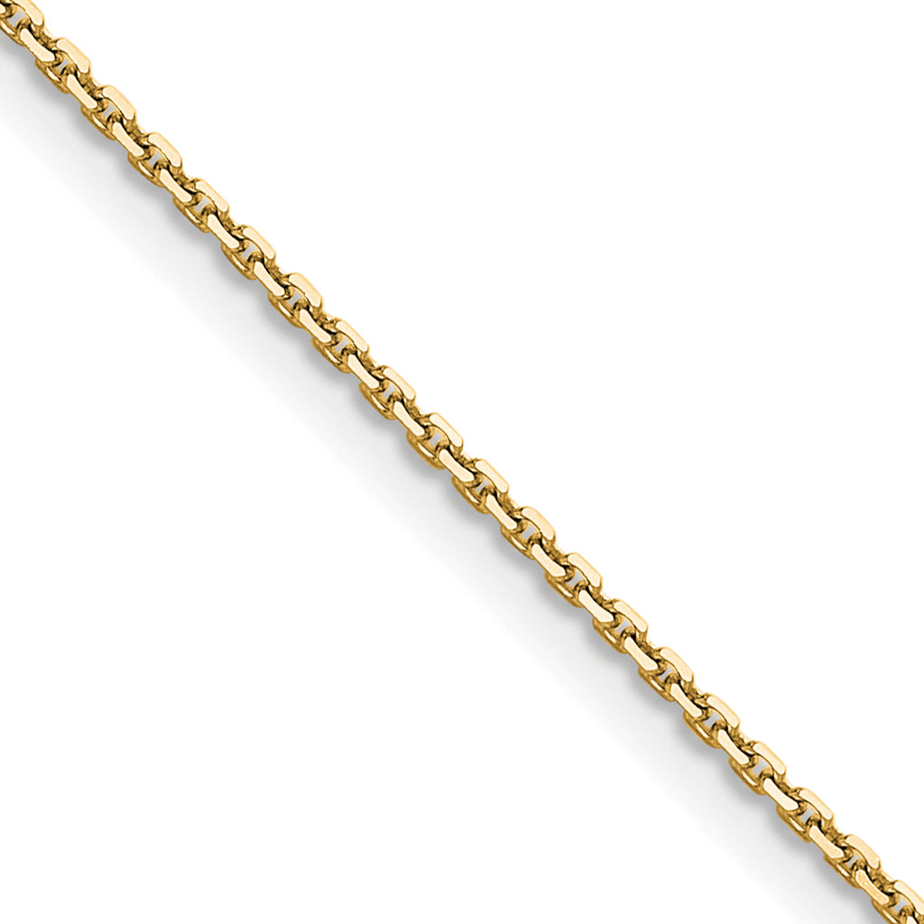 14K Yellow Gold Solid Diamond-Cut Cable Chain Necklace 1.2mm