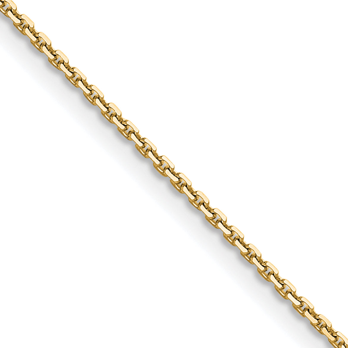 14K Yellow Gold Solid Diamond-Cut Cable Chain Necklace 1.2mm