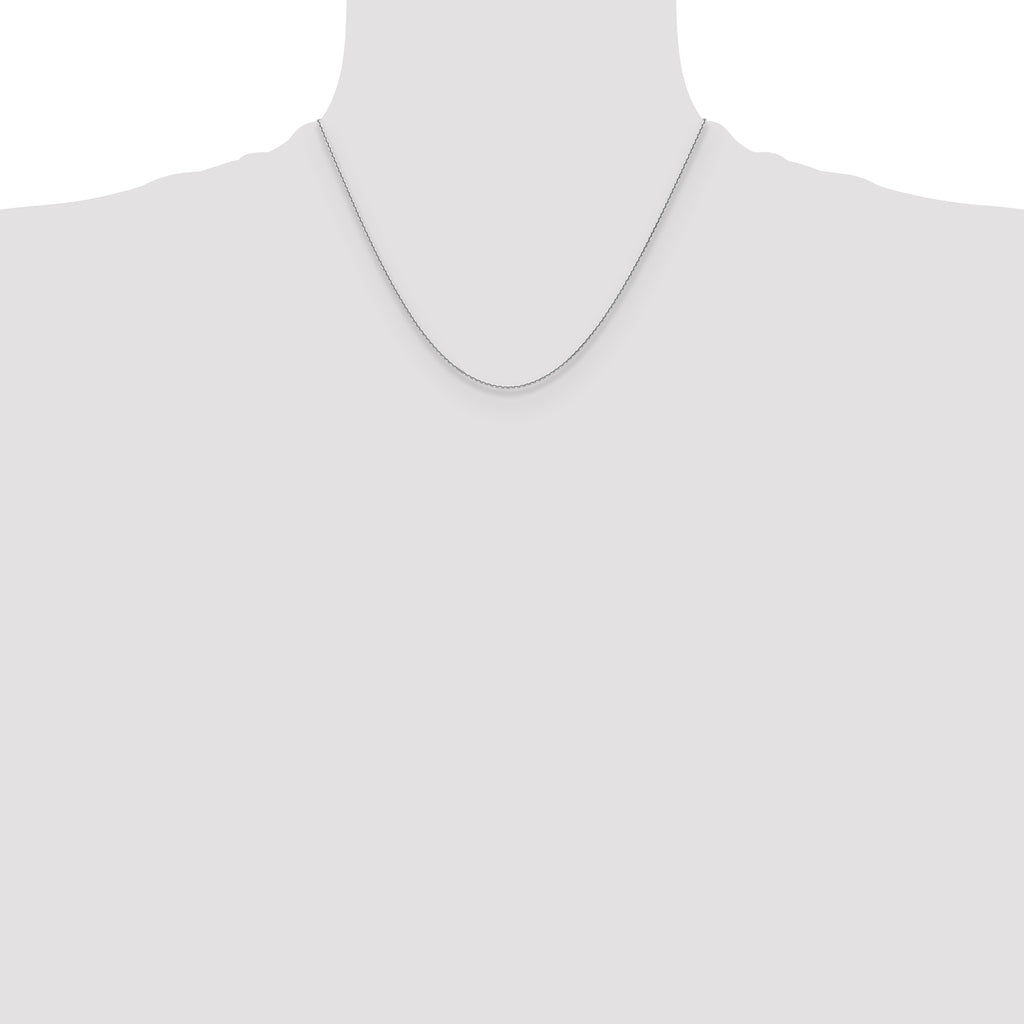 14K White Gold Solid Diamond-Cut Cable Chain Necklace 1.2mm