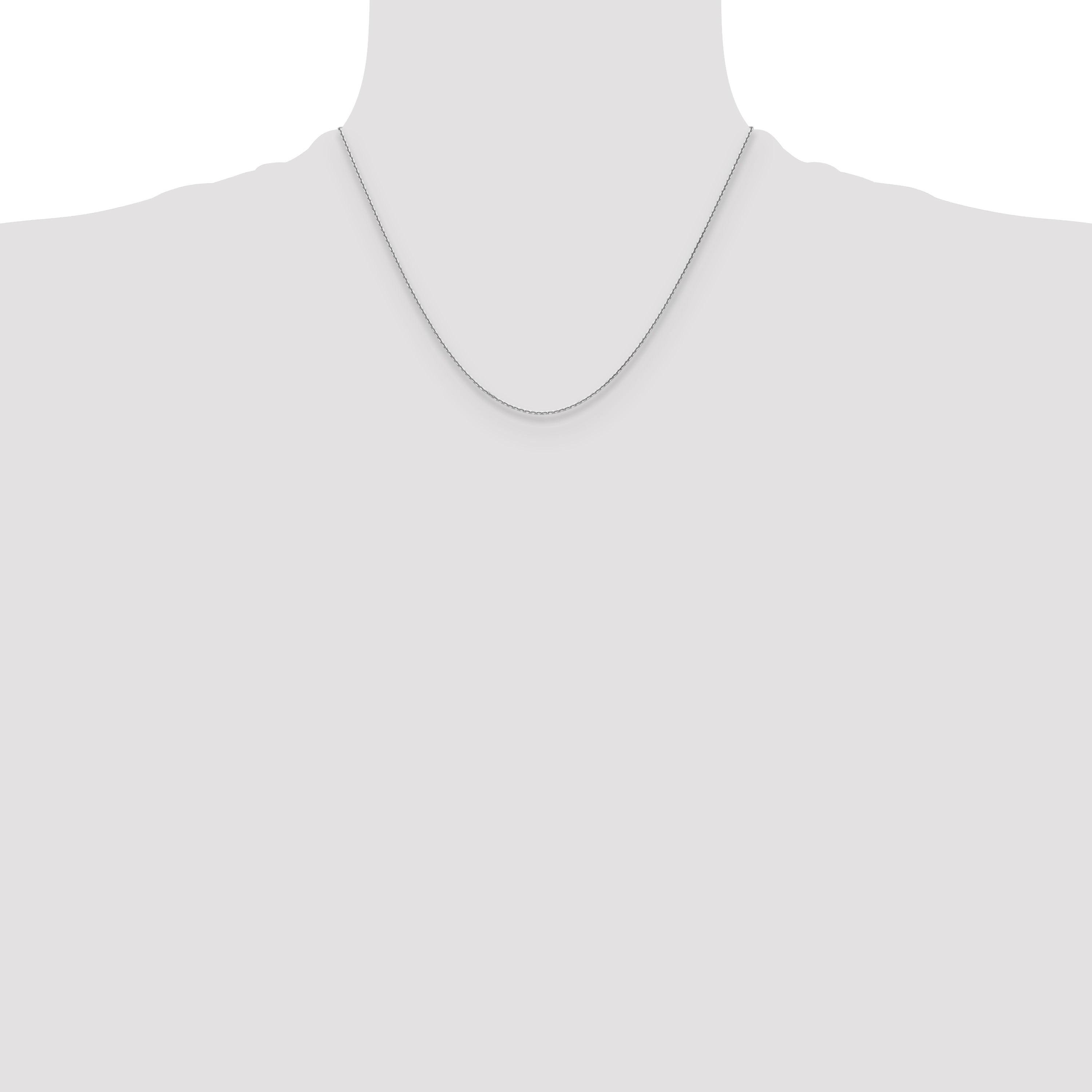 14K White Gold Solid Diamond-Cut Cable Chain Necklace 1.2mm
