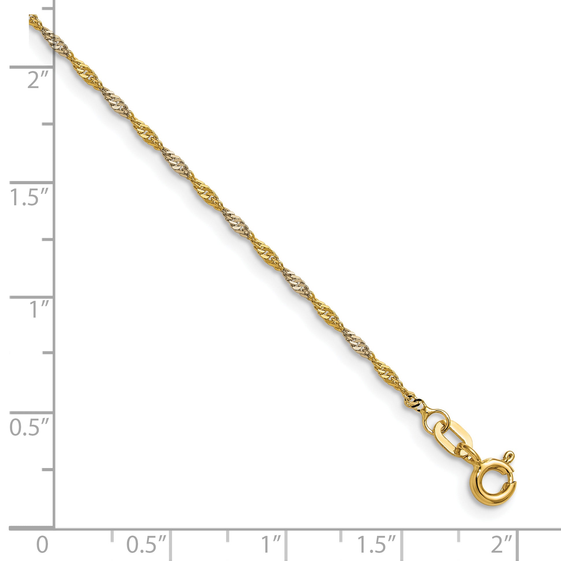 14K Yellow Gold Singapore Chain Necklace 1.4mm