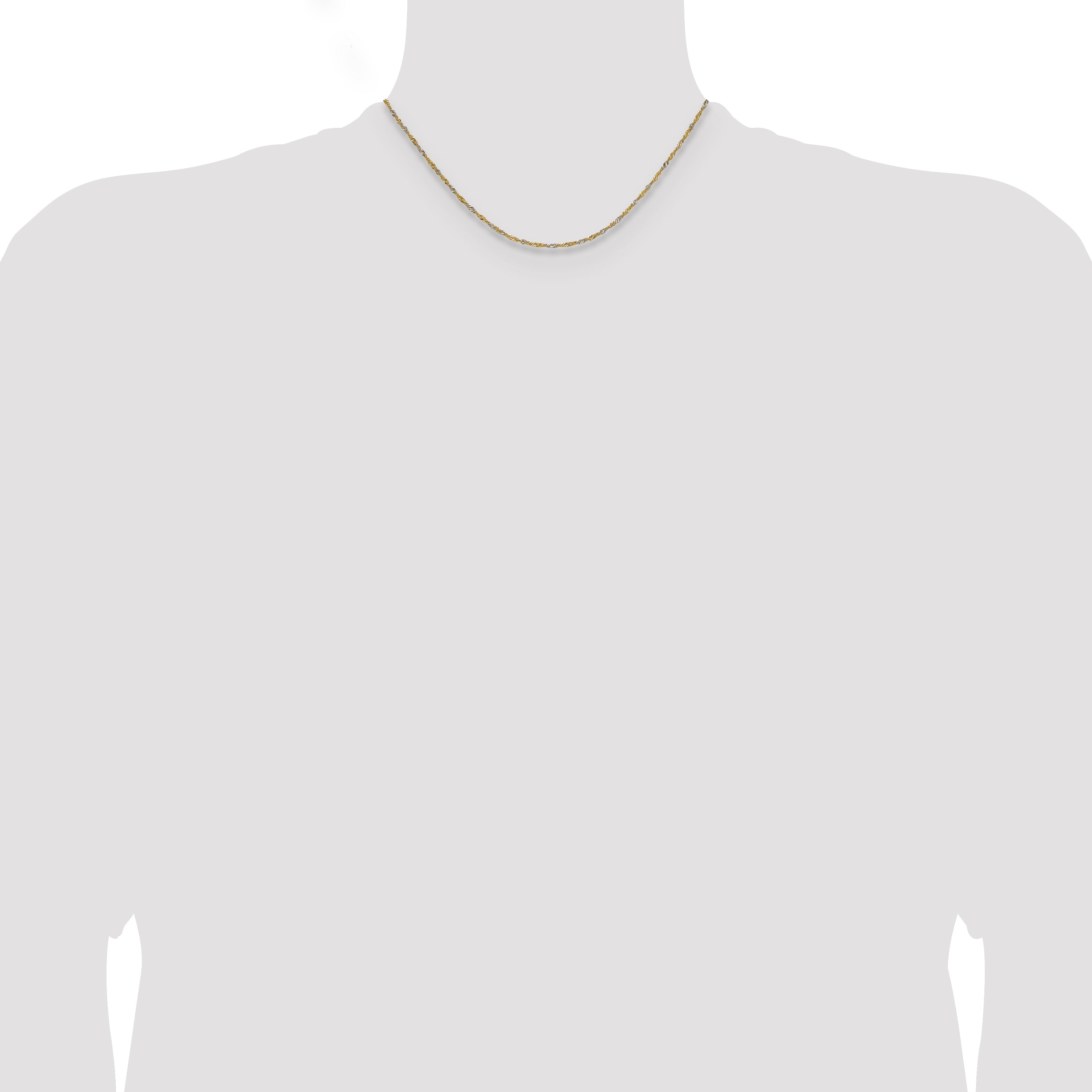 14k Yellow Gold with Rhodium 1.4mm Singapore Chain