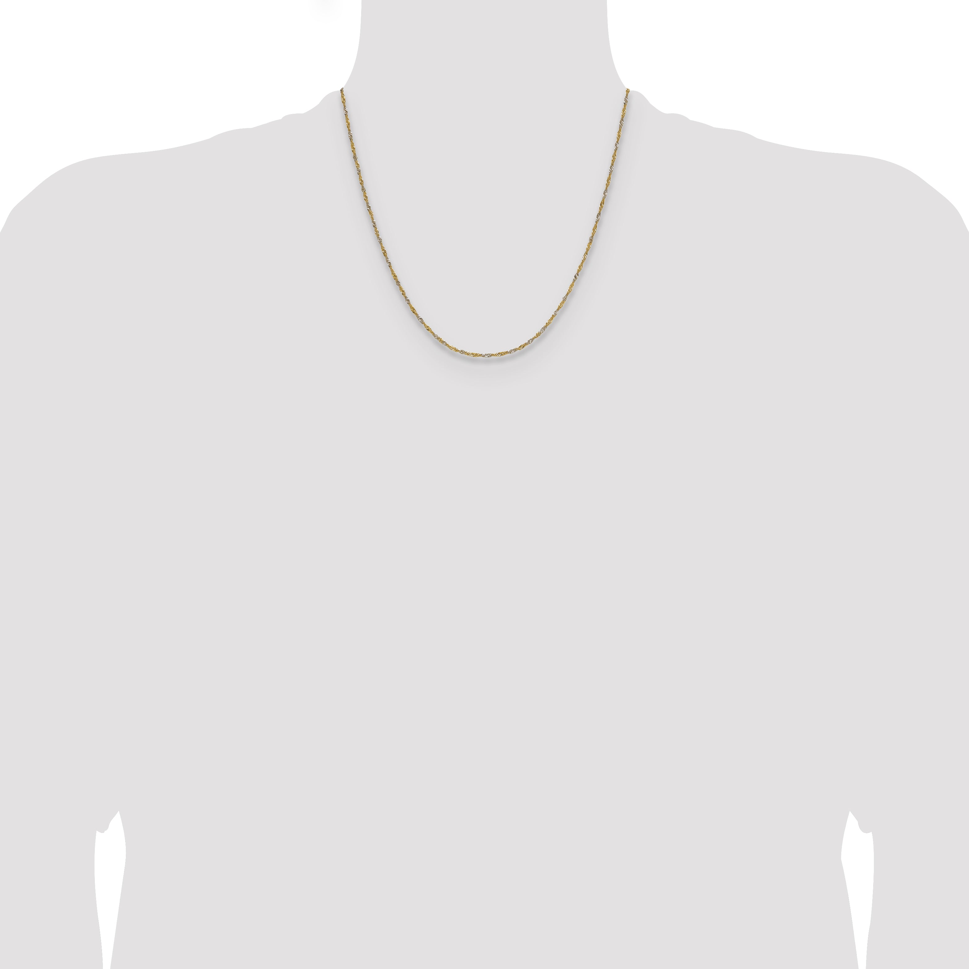 14k Yellow Gold with Rhodium 1.4mm Singapore Chain