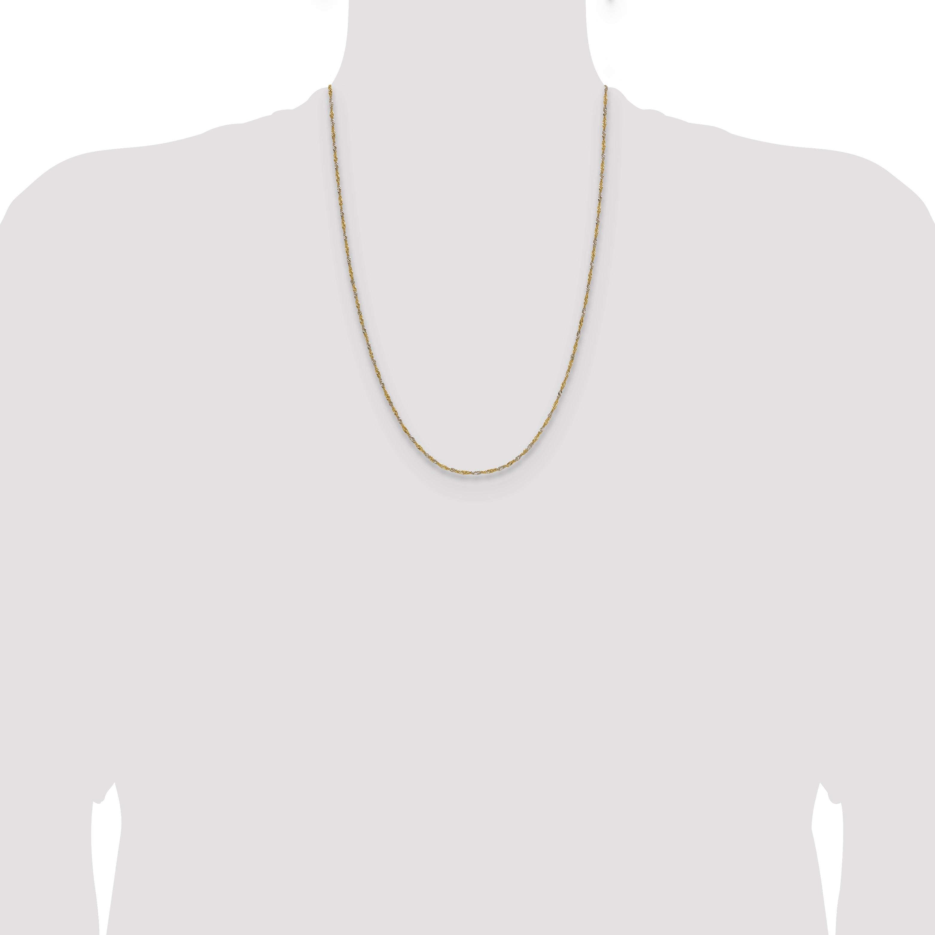 14k Yellow Gold with Rhodium 1.4mm Singapore Chain