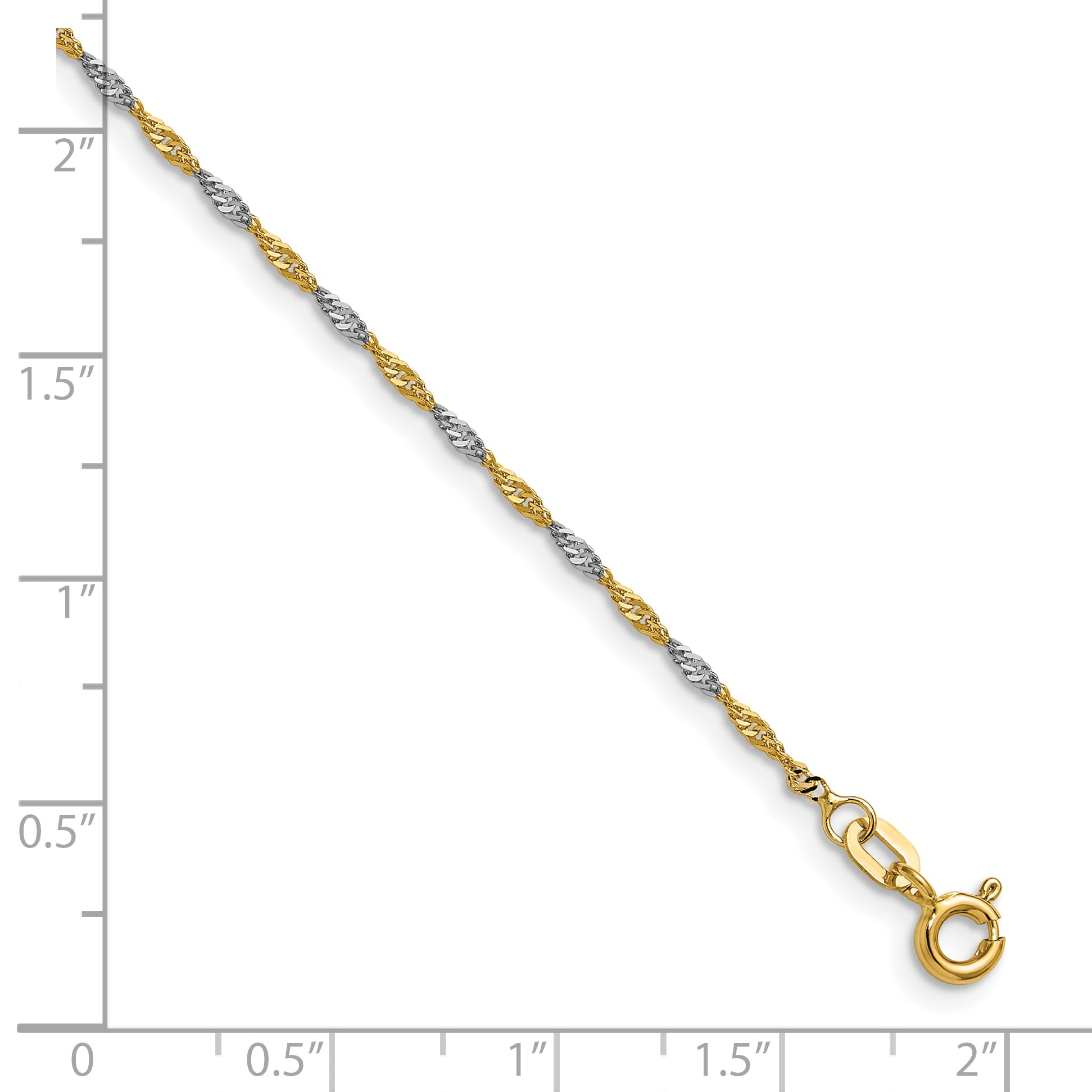 14k Yellow Gold with Rhodium 1.4mm Singapore Chain Secondary image