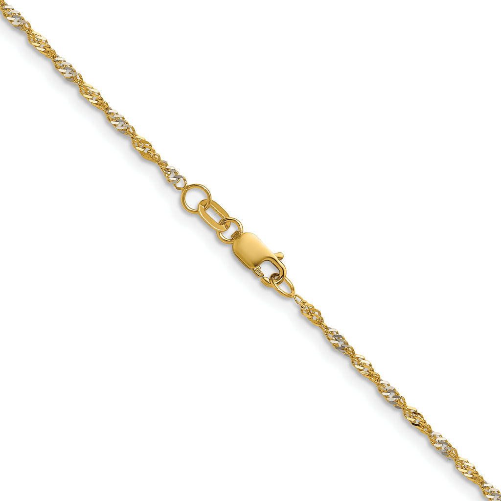 14K Yellow Gold Singapore Chain Necklace 1.65mm