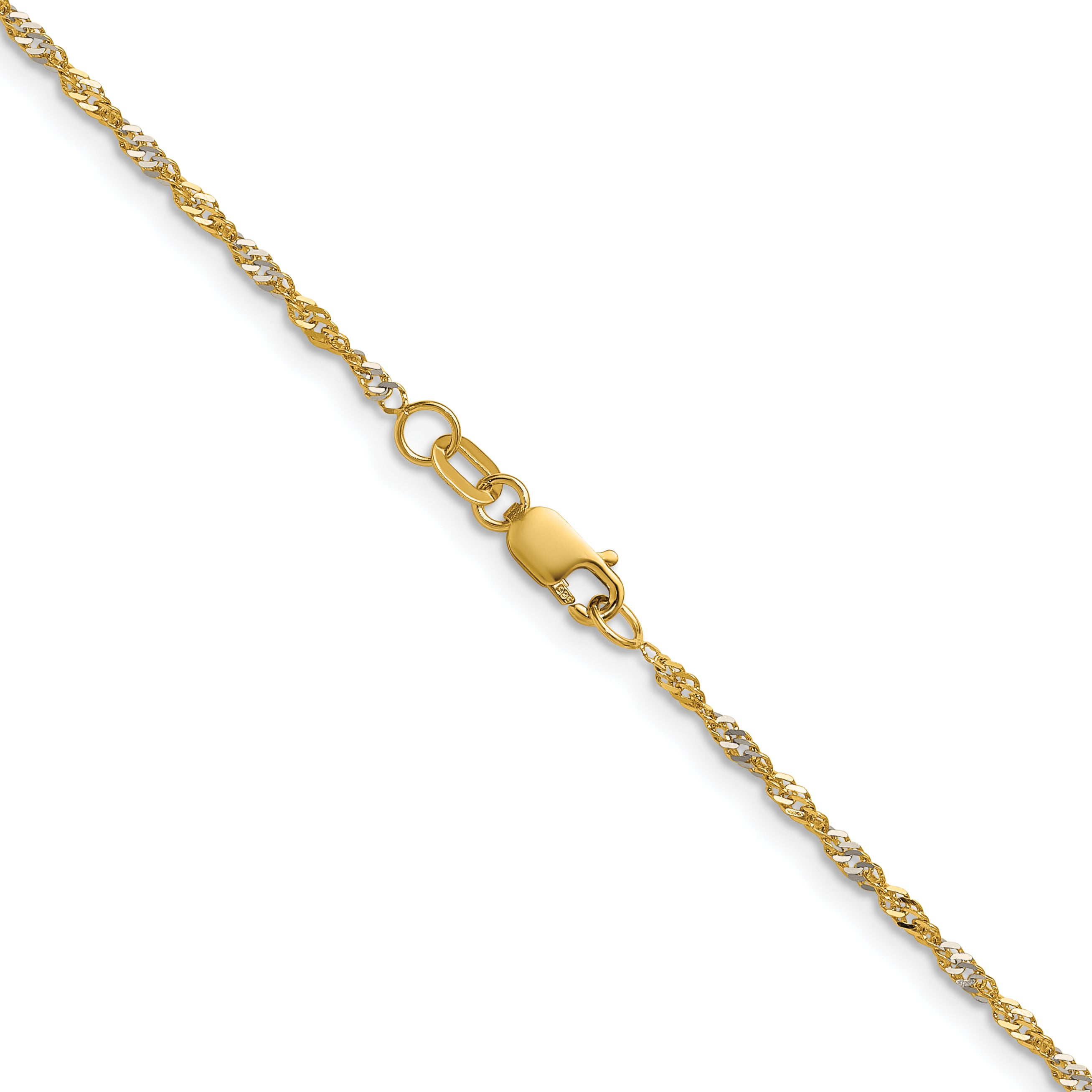 14k Yellow Gold with Rhodium 1.65mm Singapore Chain