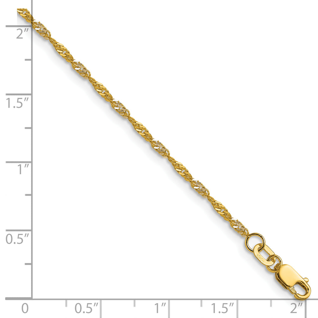 14K Yellow Gold Singapore Chain Necklace 1.65mm