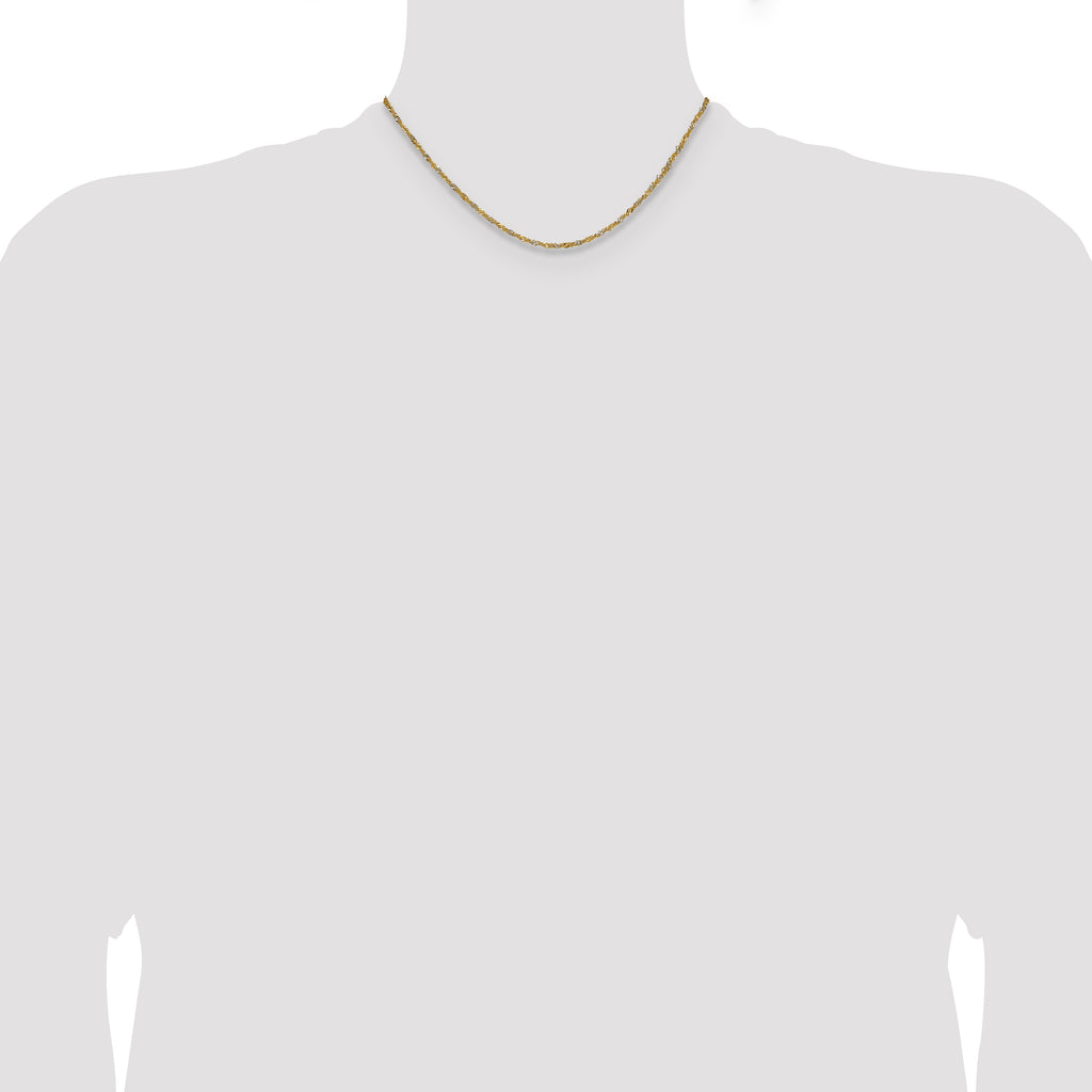 14K Yellow Gold Singapore Chain Necklace 1.65mm