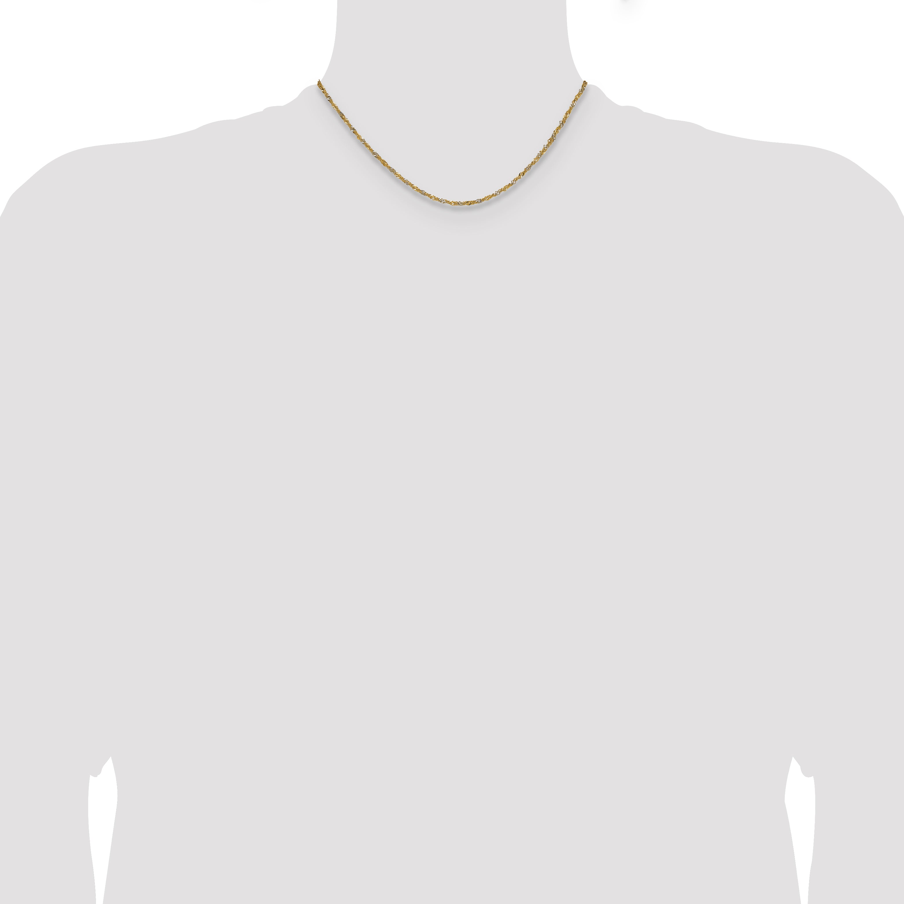 14k Yellow Gold with Rhodium 1.65mm Singapore Chain