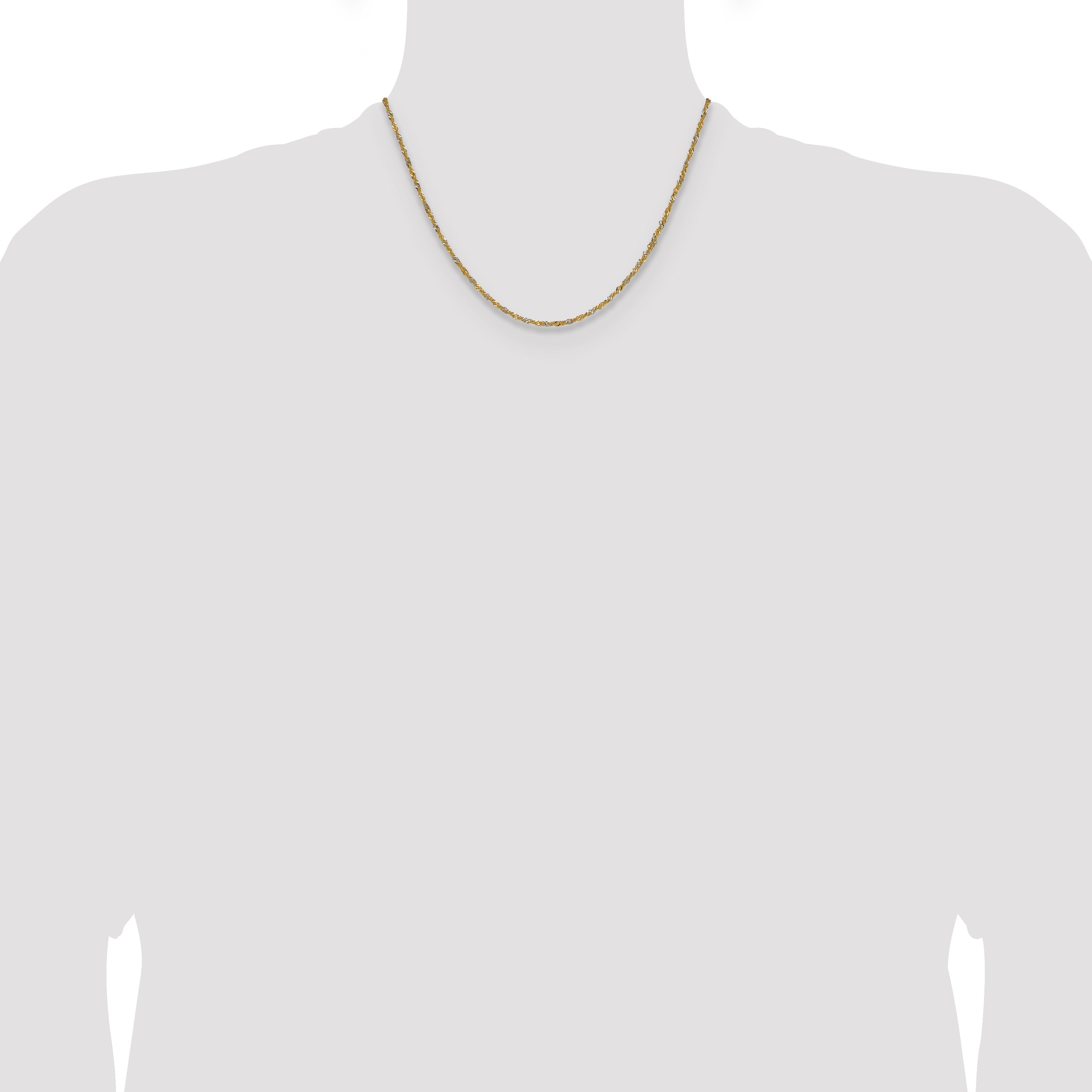 14k Yellow Gold with Rhodium 1.65mm Singapore Chain
