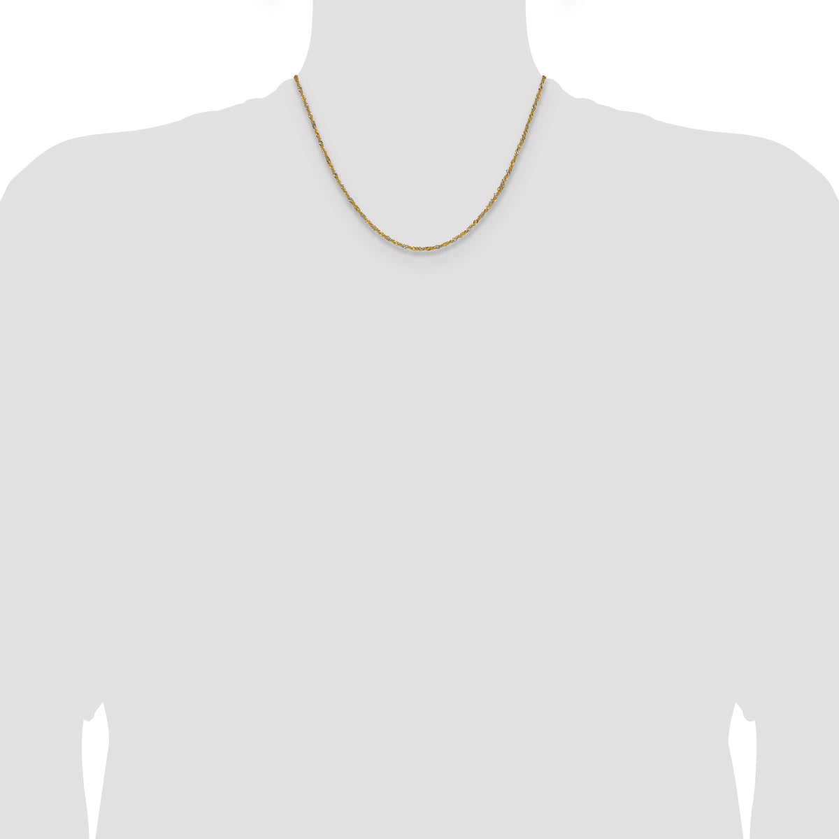 14k Yellow Gold with Rhodium 1.65mm Singapore Chain
