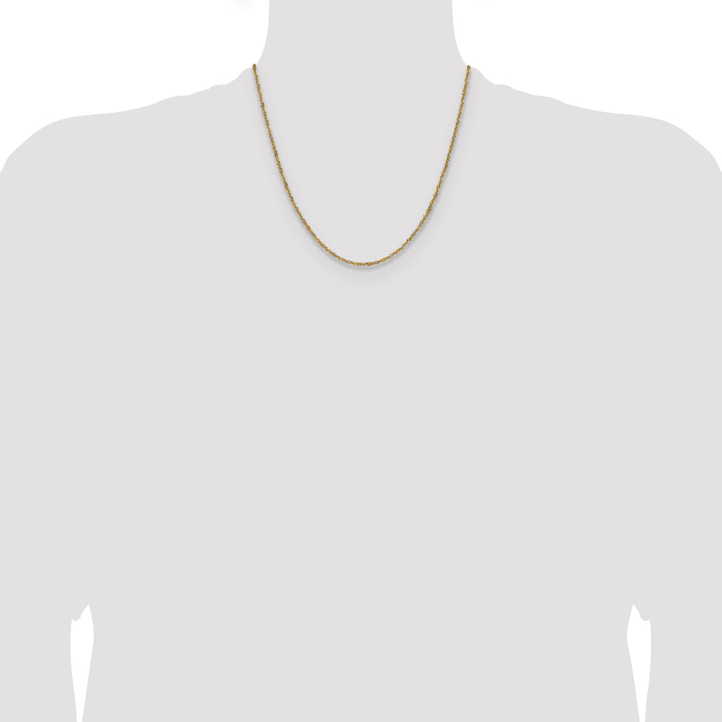14k Yellow Gold with Rhodium 1.65mm Singapore Chain