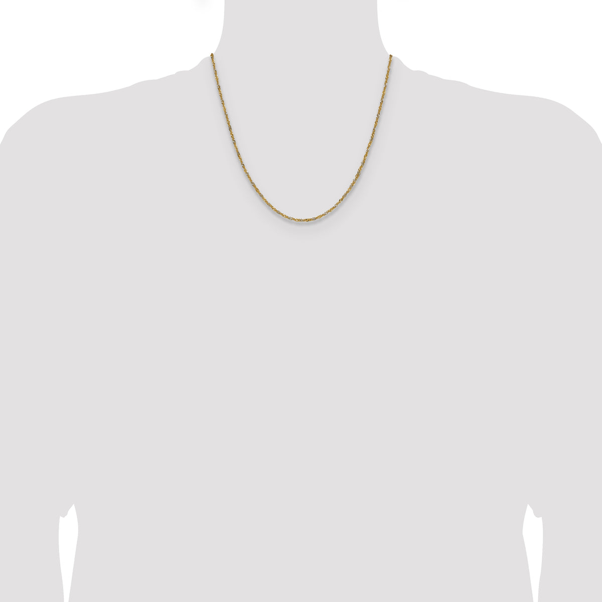 14k Yellow Gold with Rhodium 1.65mm Singapore Chain