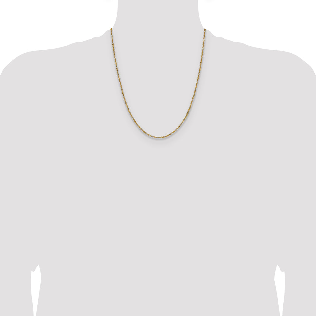 14k Yellow Gold with Rhodium 1.65mm Singapore Chain