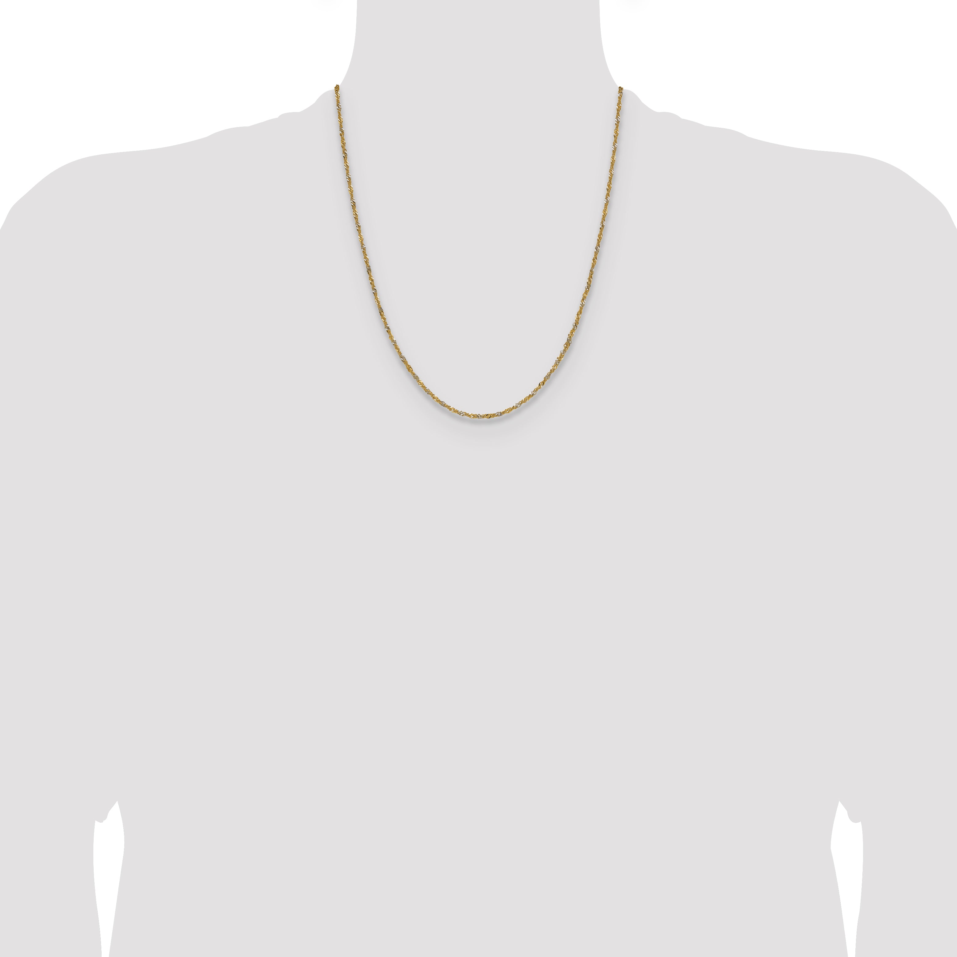 14k Yellow Gold with Rhodium 1.65mm Singapore Chain