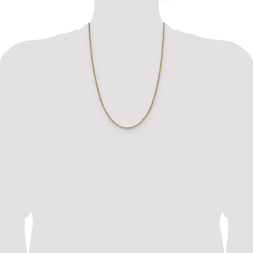 14k Yellow Gold with Rhodium 1.65mm Singapore Chain