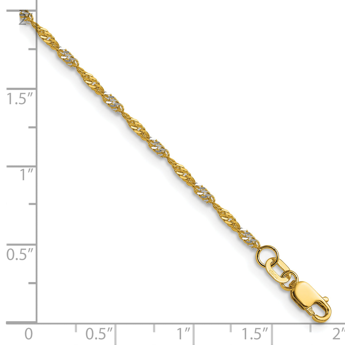 14k Yellow Gold with Rhodium 1.65mm Singapore Chain