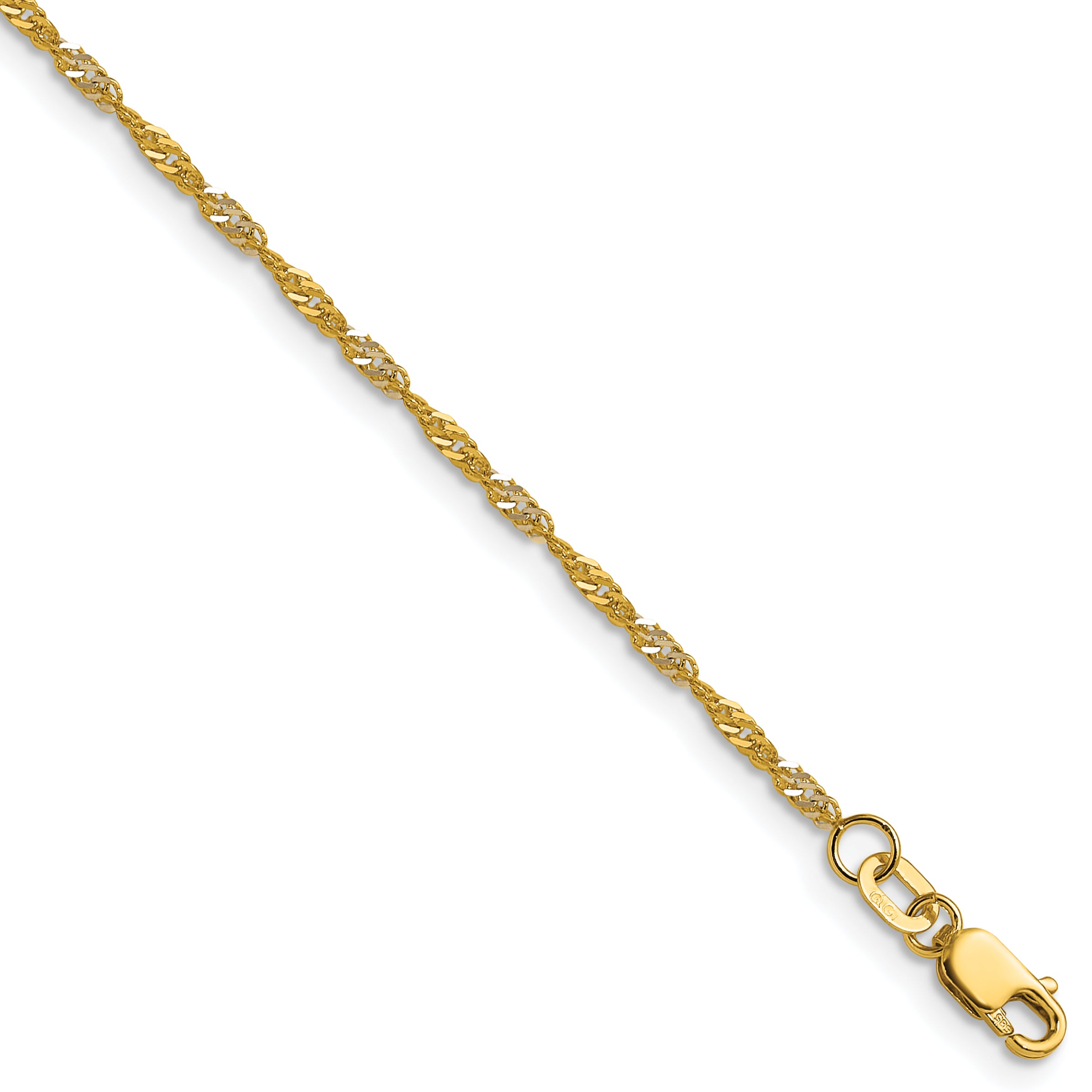 14K Yellow Gold Singapore Chain Necklace 1.65mm