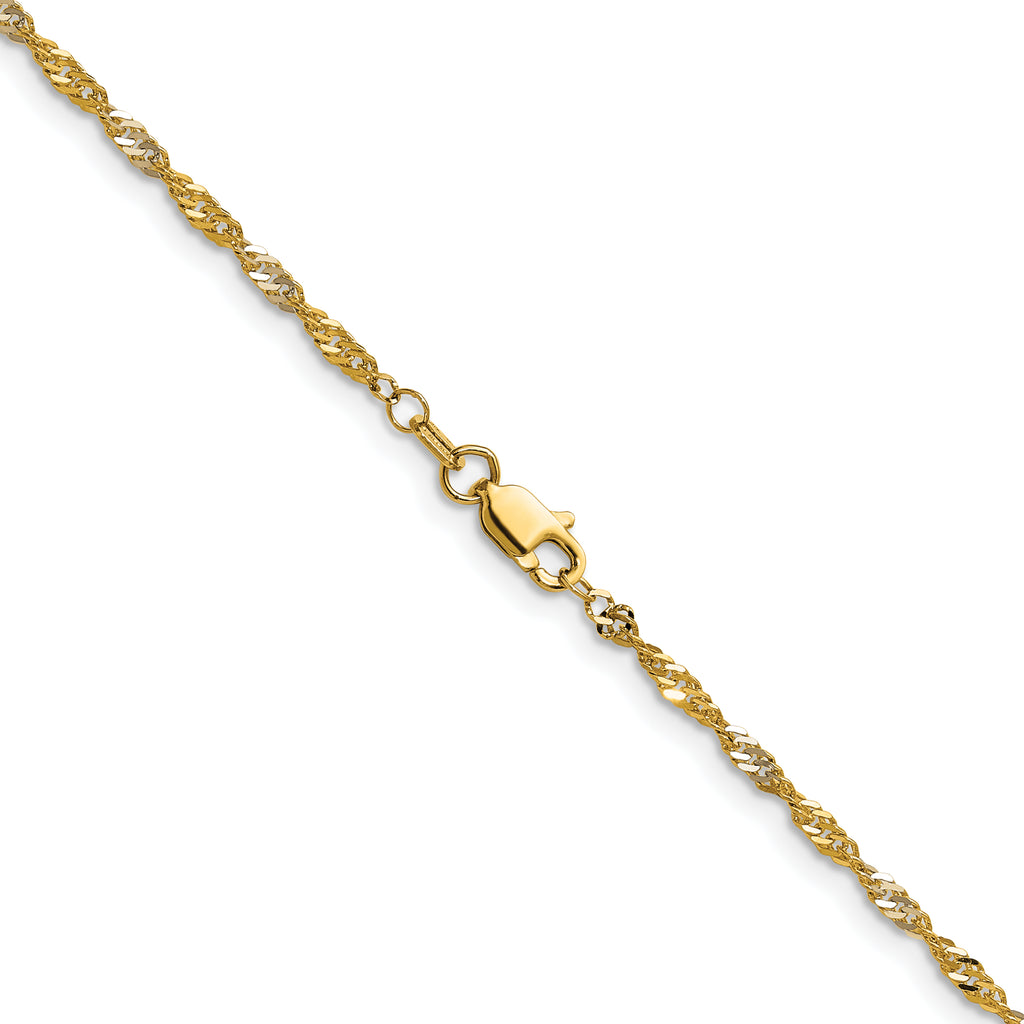 14k Yellow Gold with Rhodium 1.9mm Singapore Chain