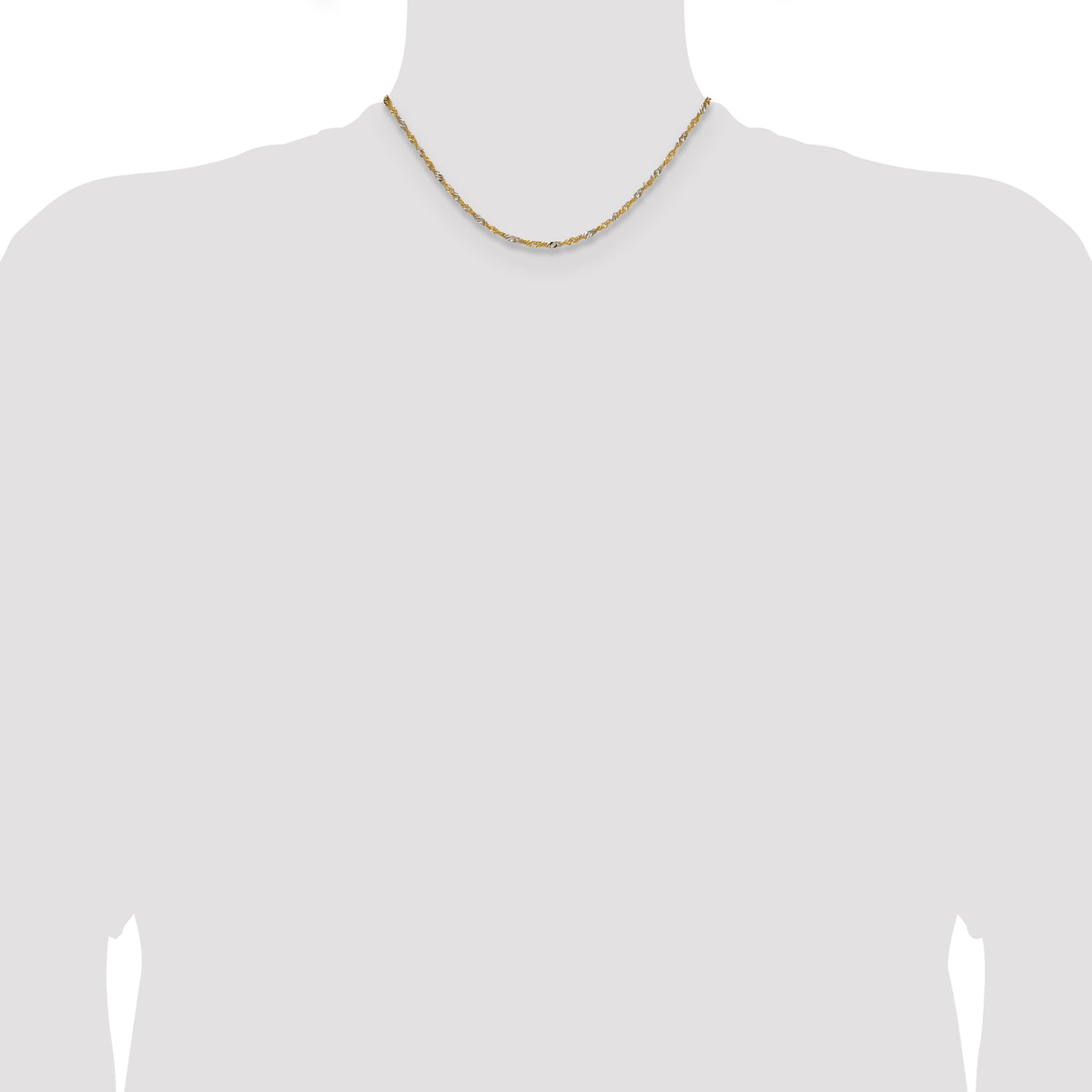 14k Yellow Gold with Rhodium 1.9mm Singapore Chain