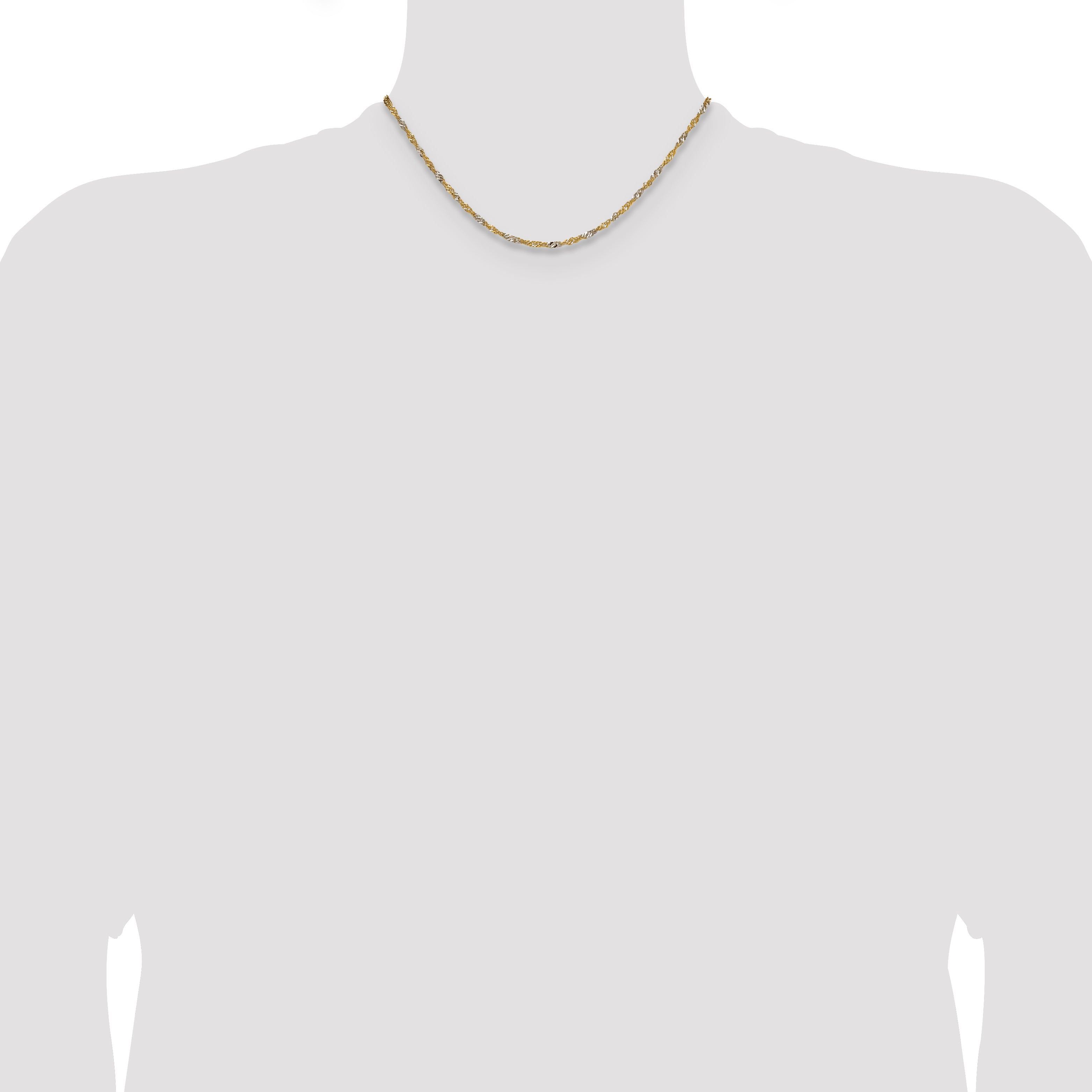 14k Yellow Gold with Rhodium 1.9mm Singapore Chain