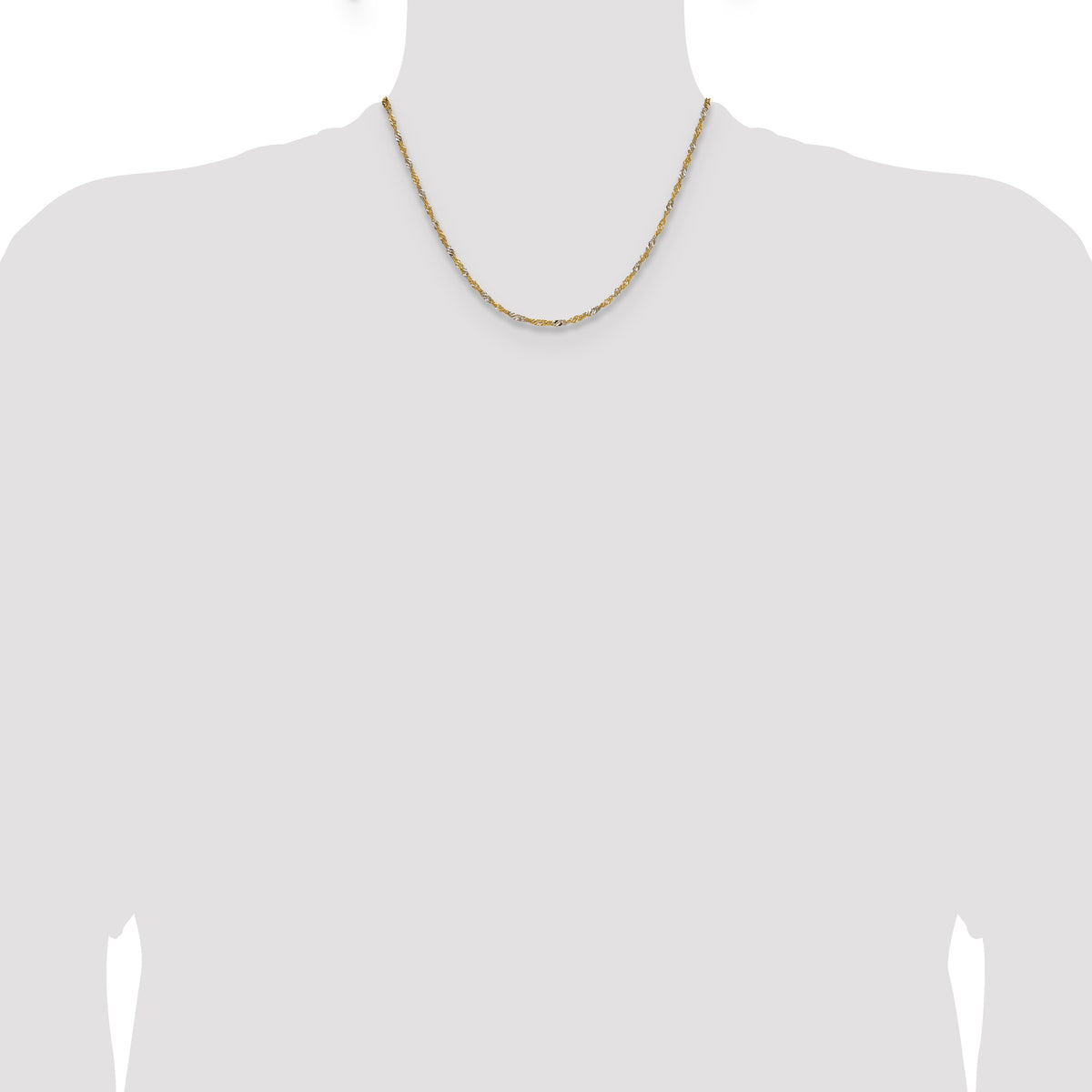 14k Yellow Gold with Rhodium 1.9mm Singapore Chain