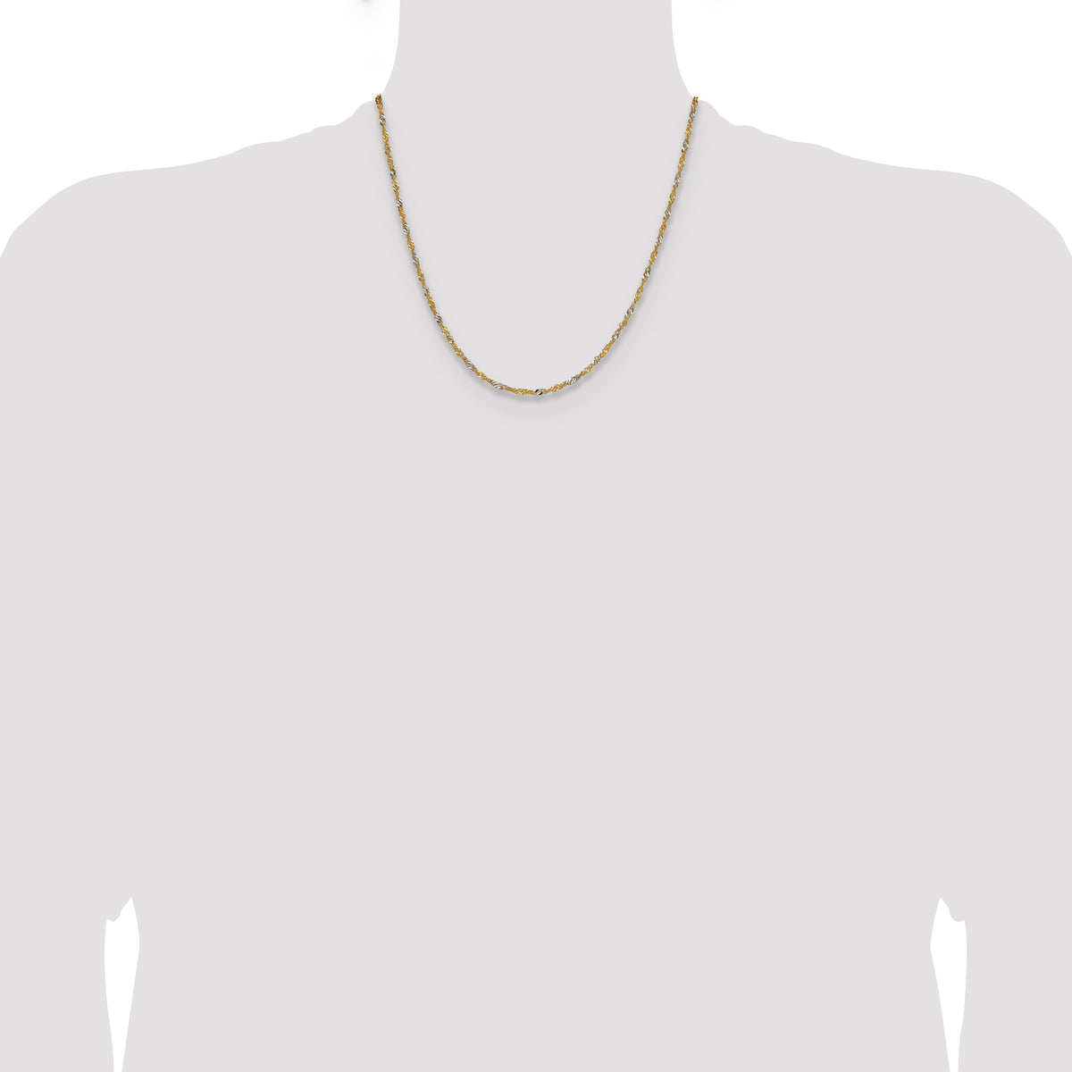 14k Yellow Gold with Rhodium 1.9mm Singapore Chain