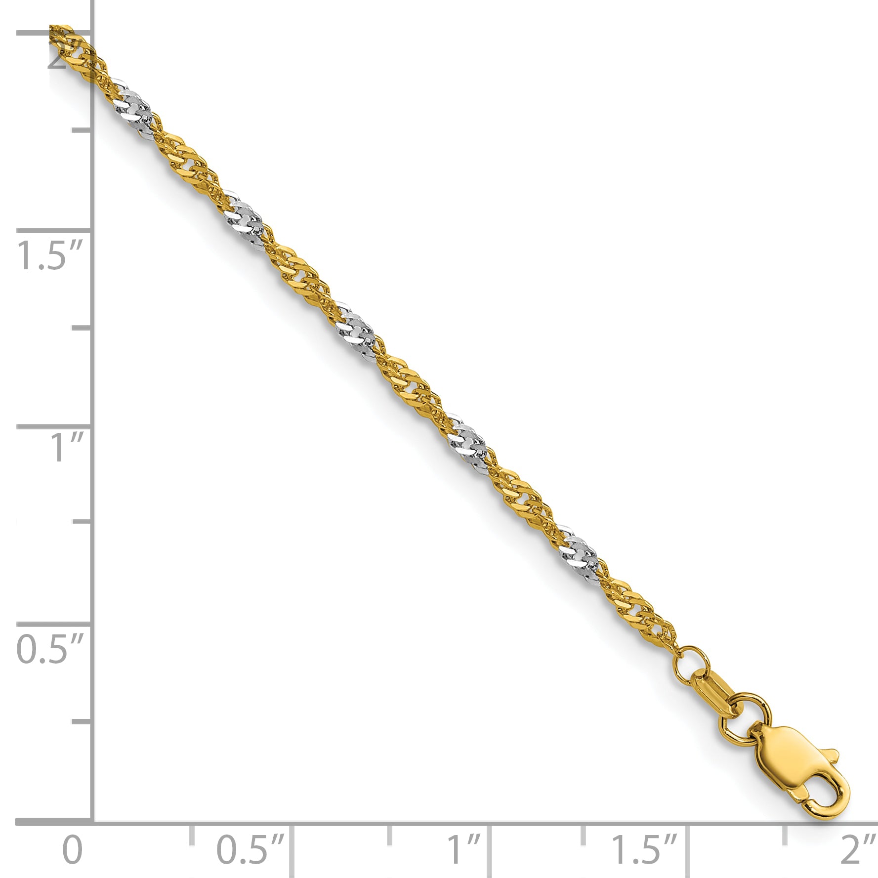14k Yellow Gold with Rhodium 1.9mm Singapore Chain Secondary image