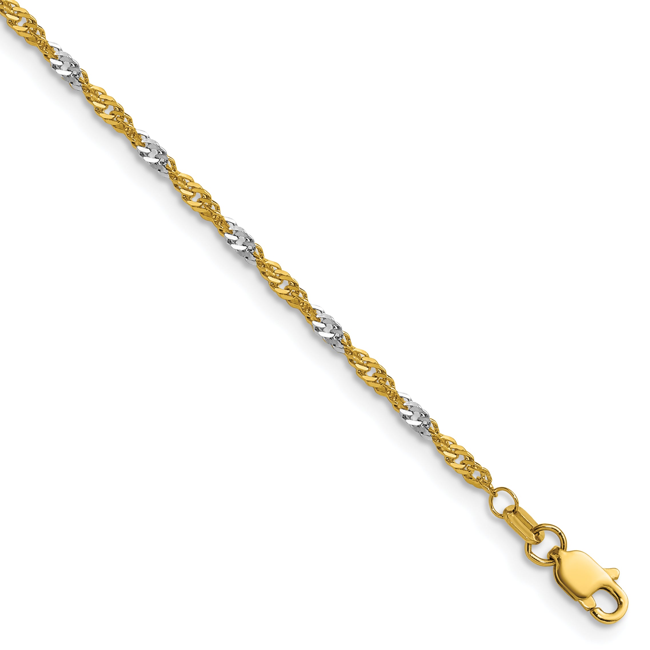 14k Yellow Gold with Rhodium 1.9mm Singapore Chain Main image