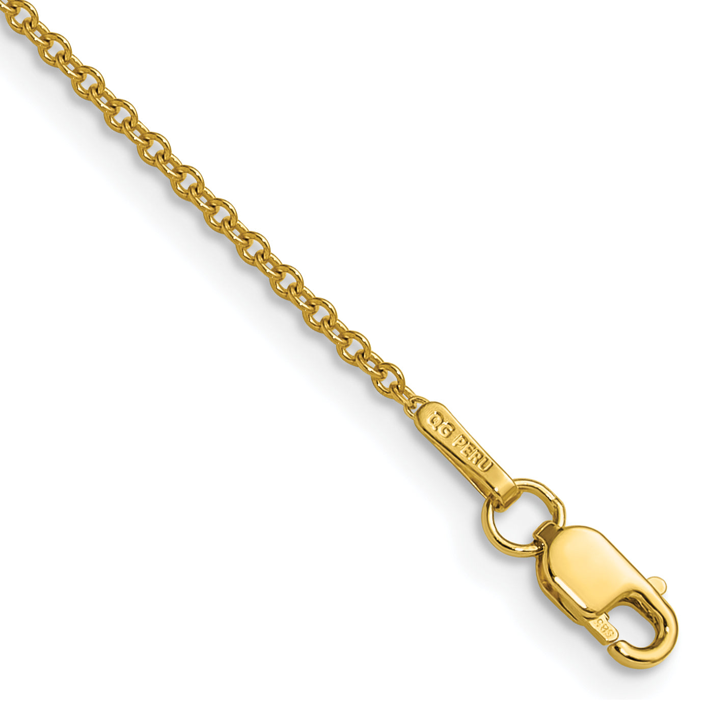 14K Yellow Gold Solid Cable Chain Necklace 1.5mm