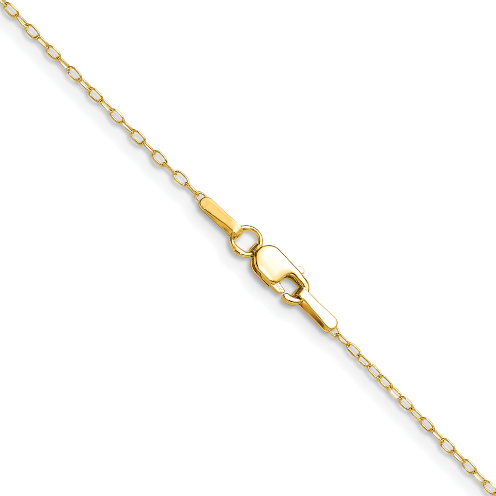 14K Yellow Gold Solid Diamond-Cut Forzantine Chain Necklace 0.8mm