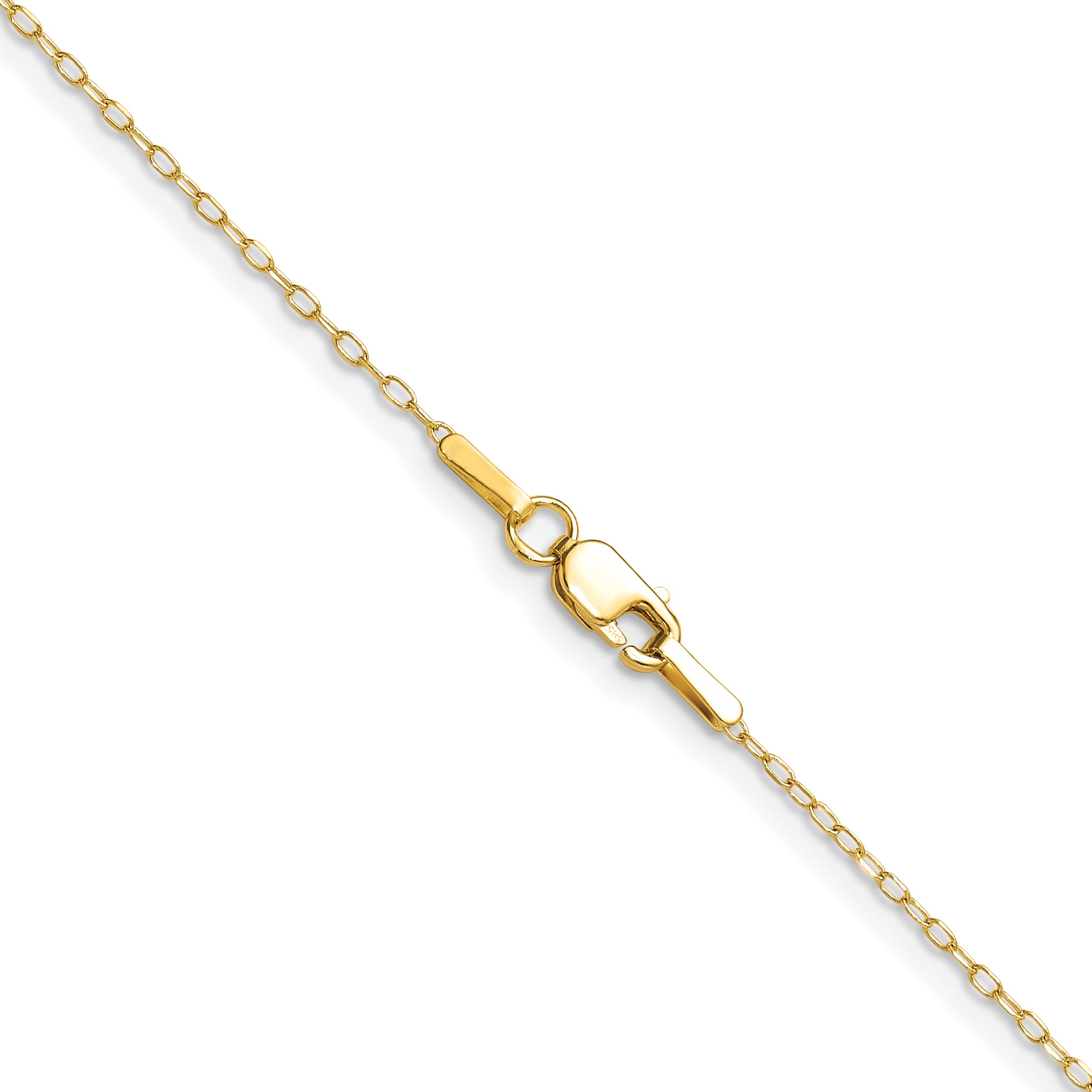 14K Yellow Gold Solid Diamond-Cut Forzantine Chain Necklace 0.8mm