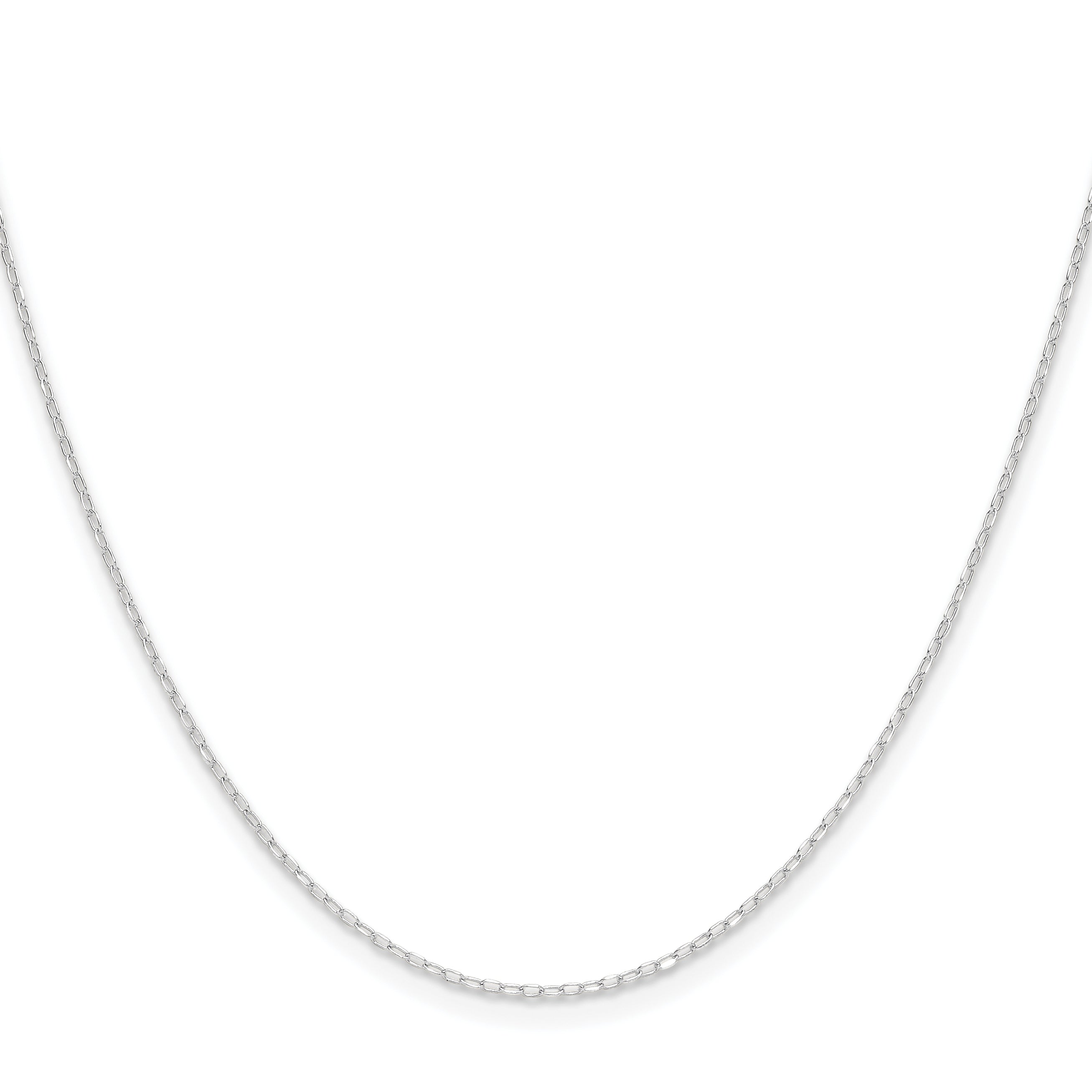 14K White Gold Solid Diamond-Cut Forzantine Chain Necklace 0.8mm