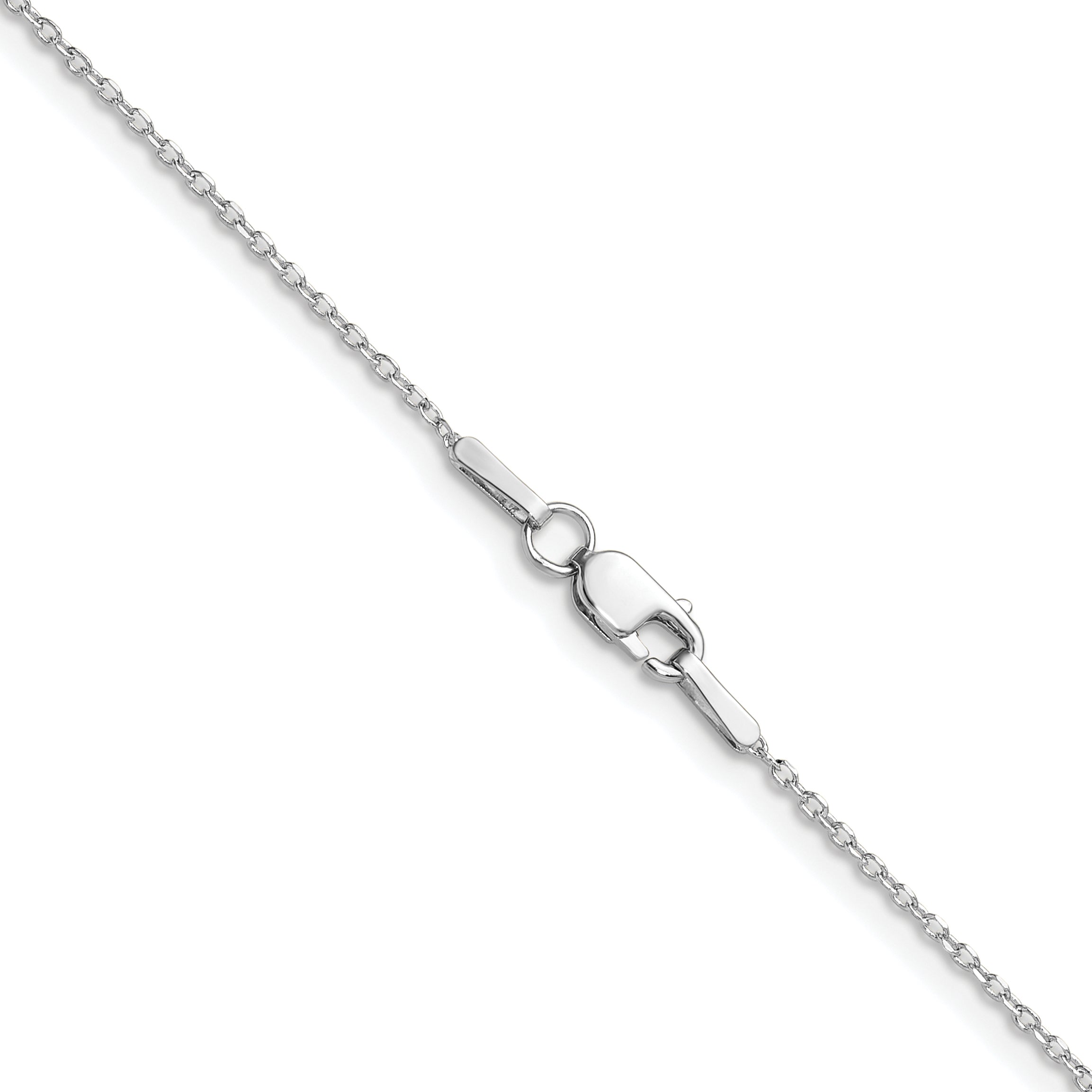 14K White Gold Solid Diamond-Cut Forzantine Chain Necklace 1mm