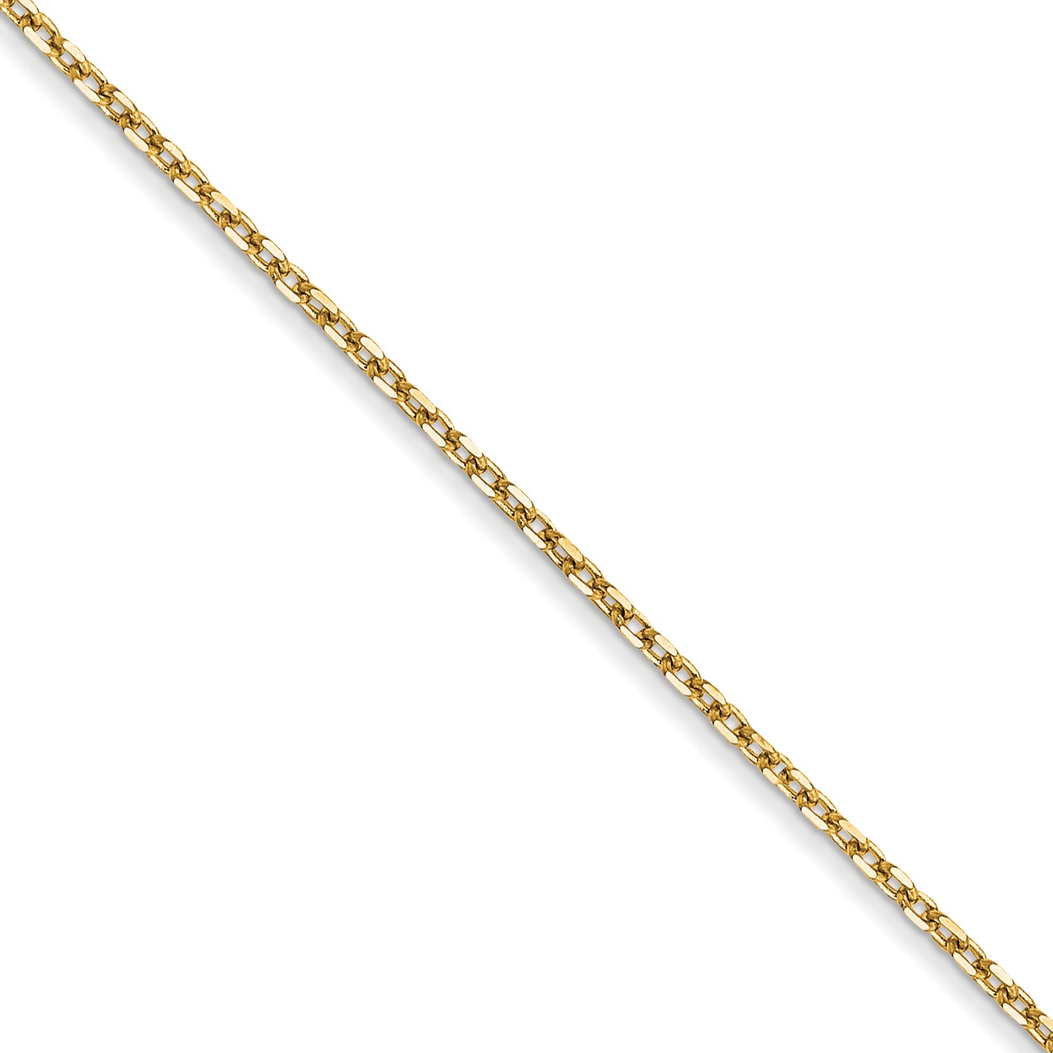 14K Yellow Gold Solid Diamond-Cut Forzantine Chain Necklace 1mm