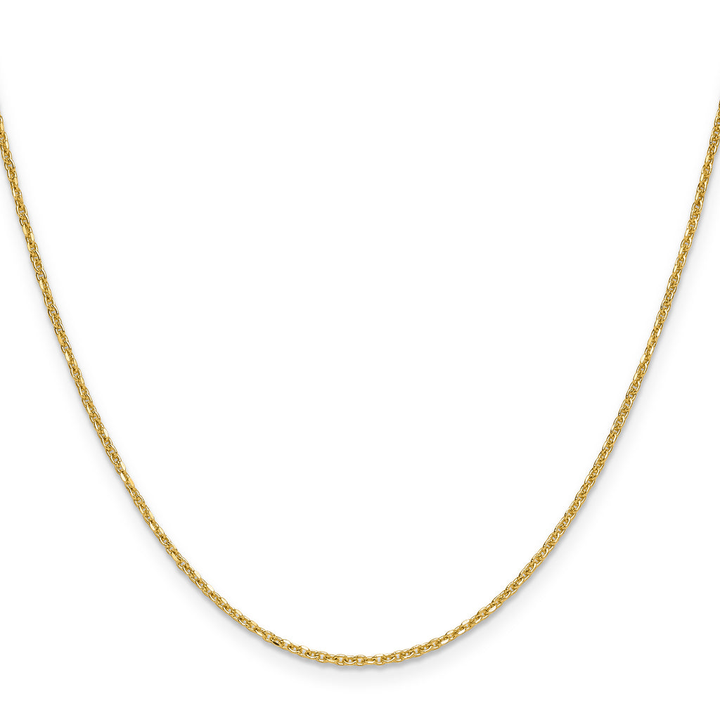 14K Yellow Gold Solid Diamond-Cut Forzantine Chain Necklace 1.4mm
