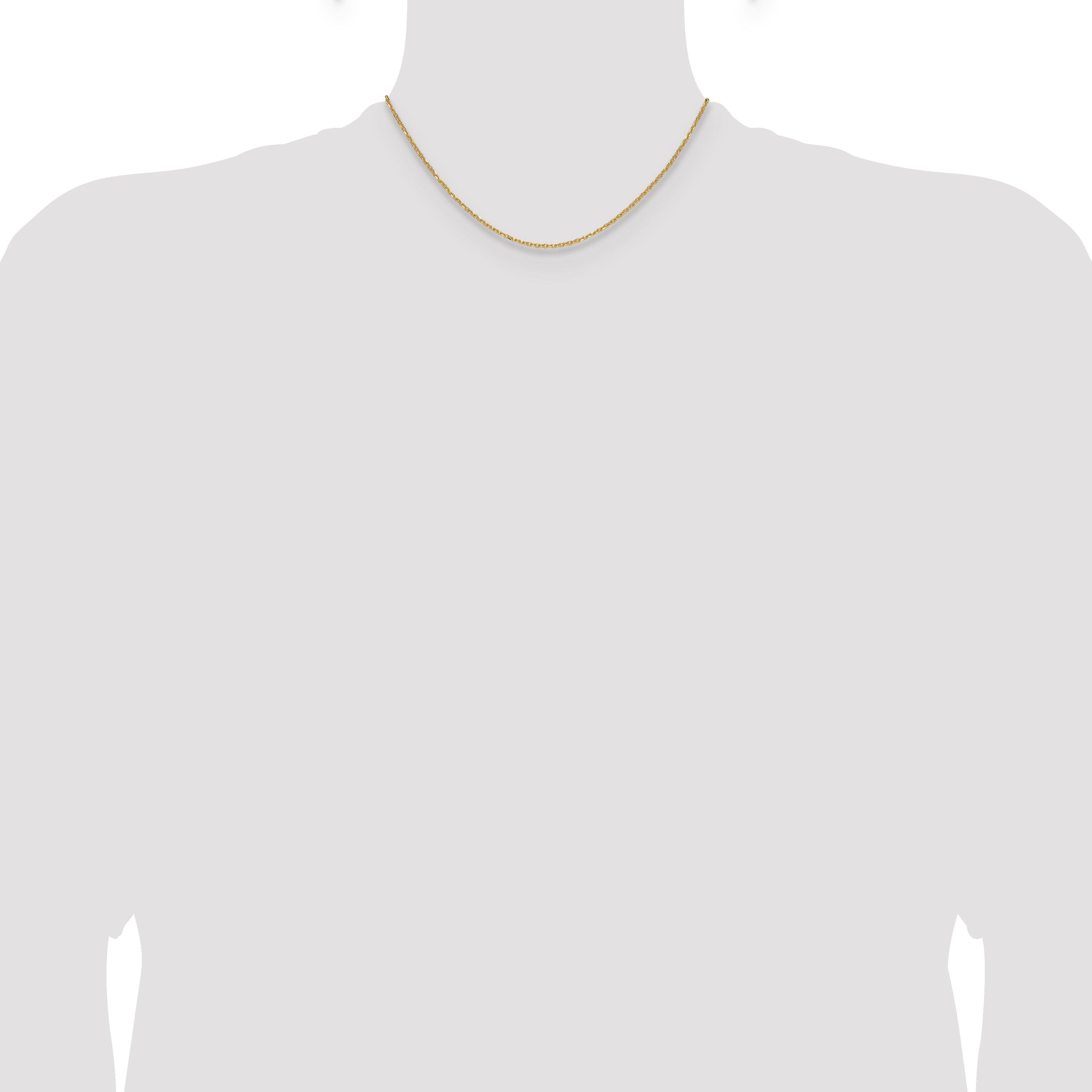 14K Yellow Gold Solid Diamond-Cut Forzantine Chain Necklace 1.4mm