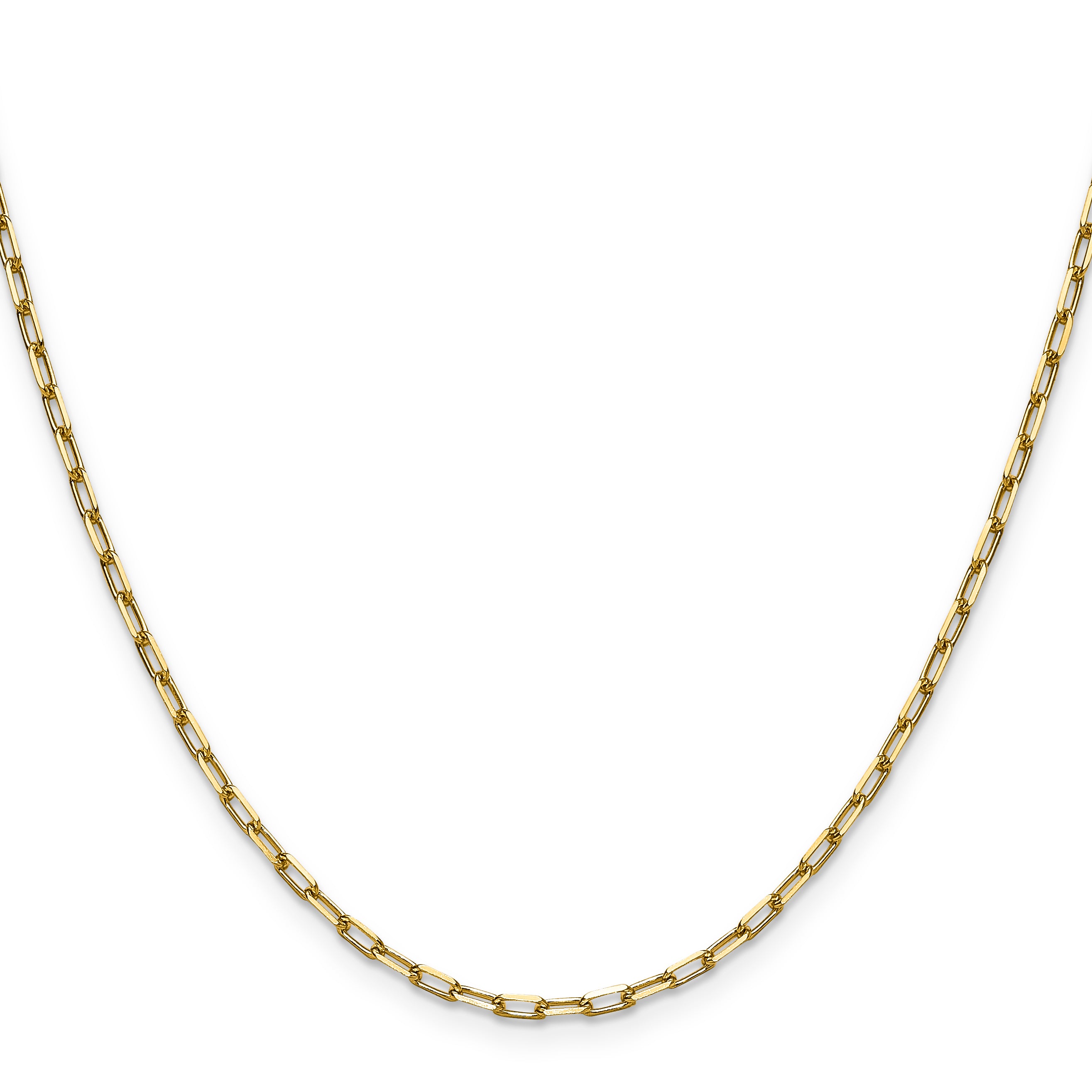 14k 2.1mm Solid Beveled Paperclip Chain