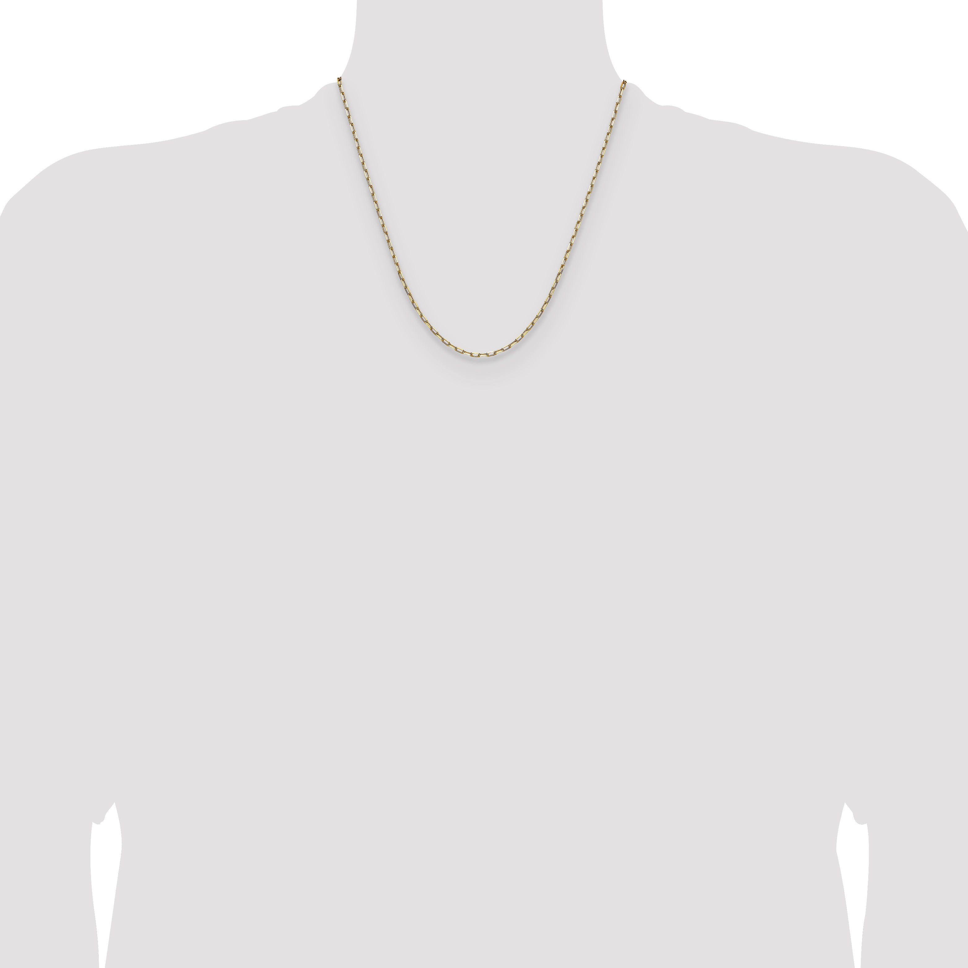 14k 2.1mm Solid Beveled Paperclip Chain