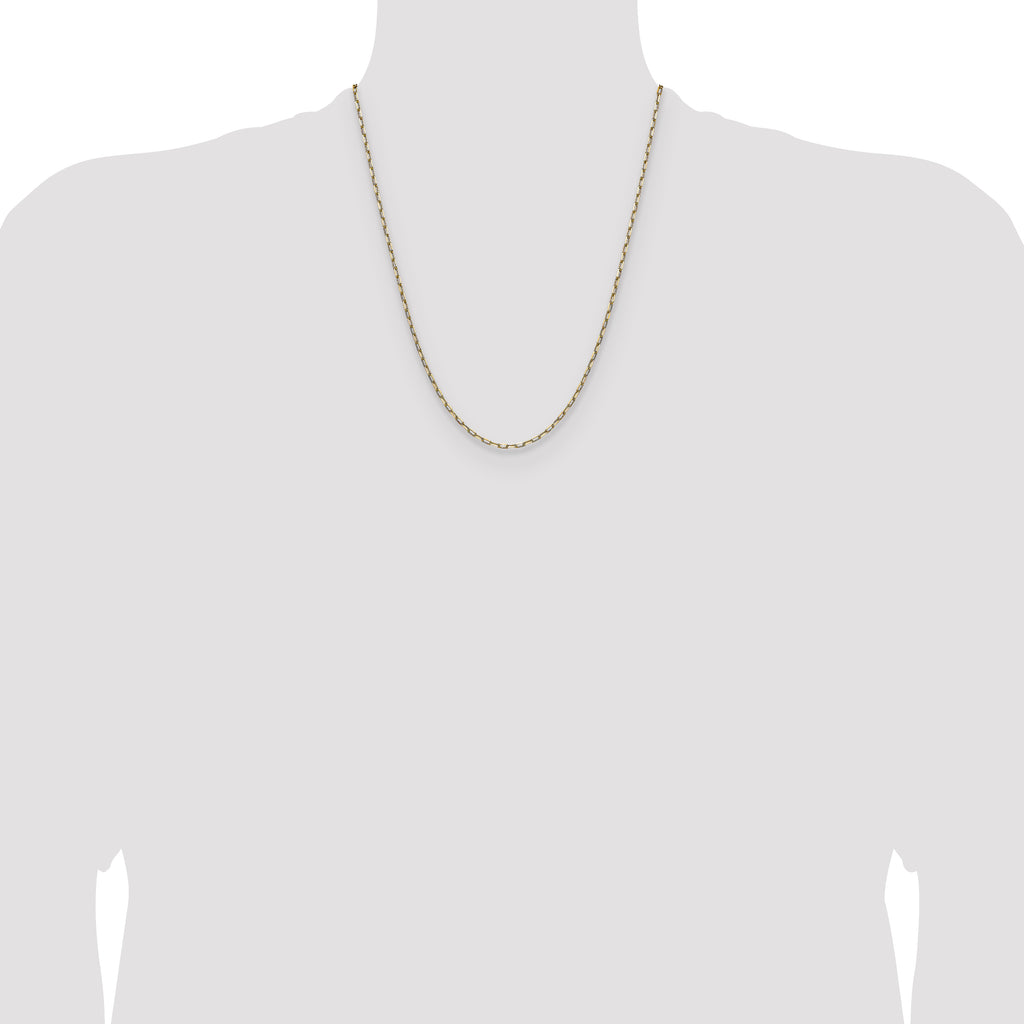 14K Yellow Gold Solid Paperclip Chain Necklace 2.1mm