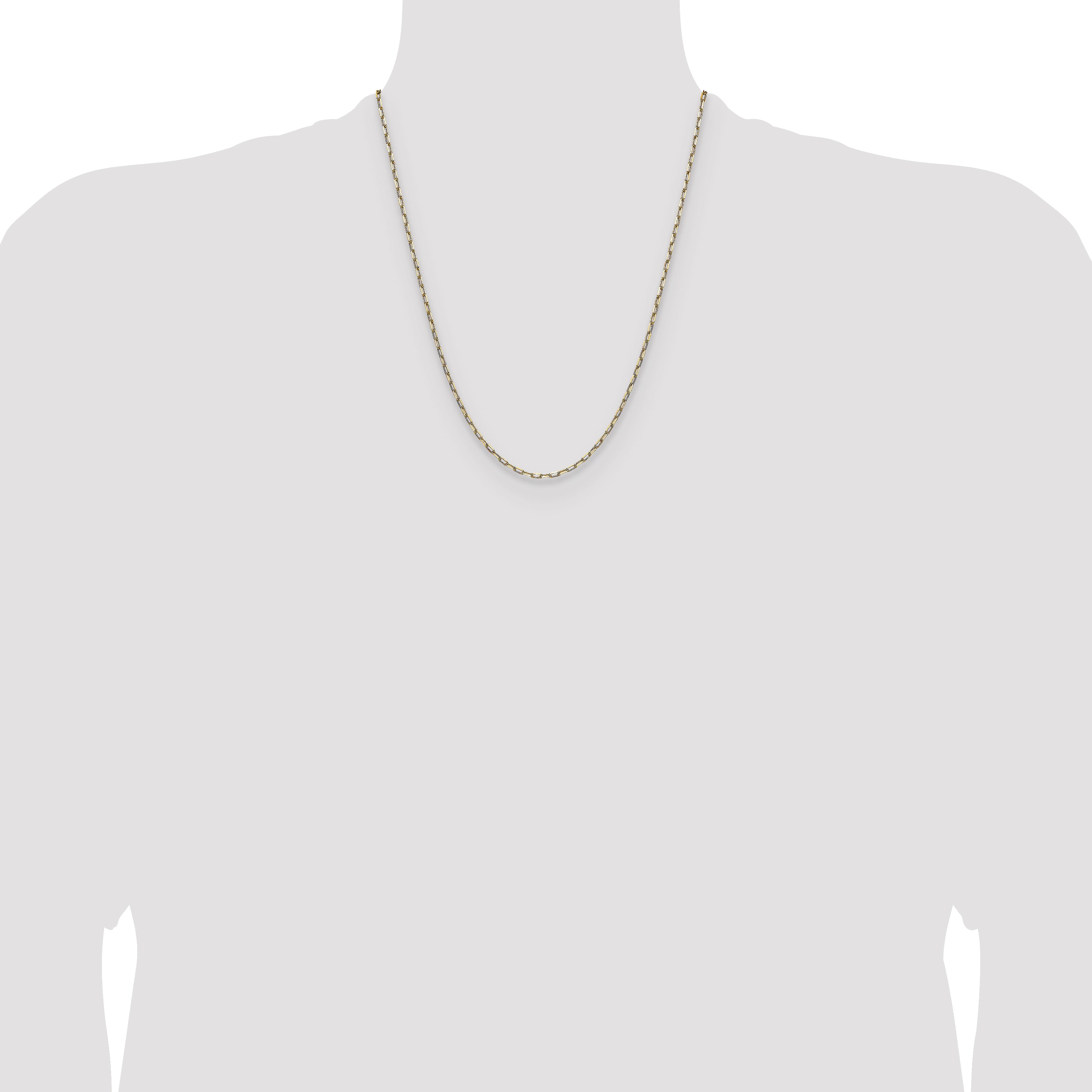 14K Yellow Gold Solid Paperclip Chain Necklace 2.1mm