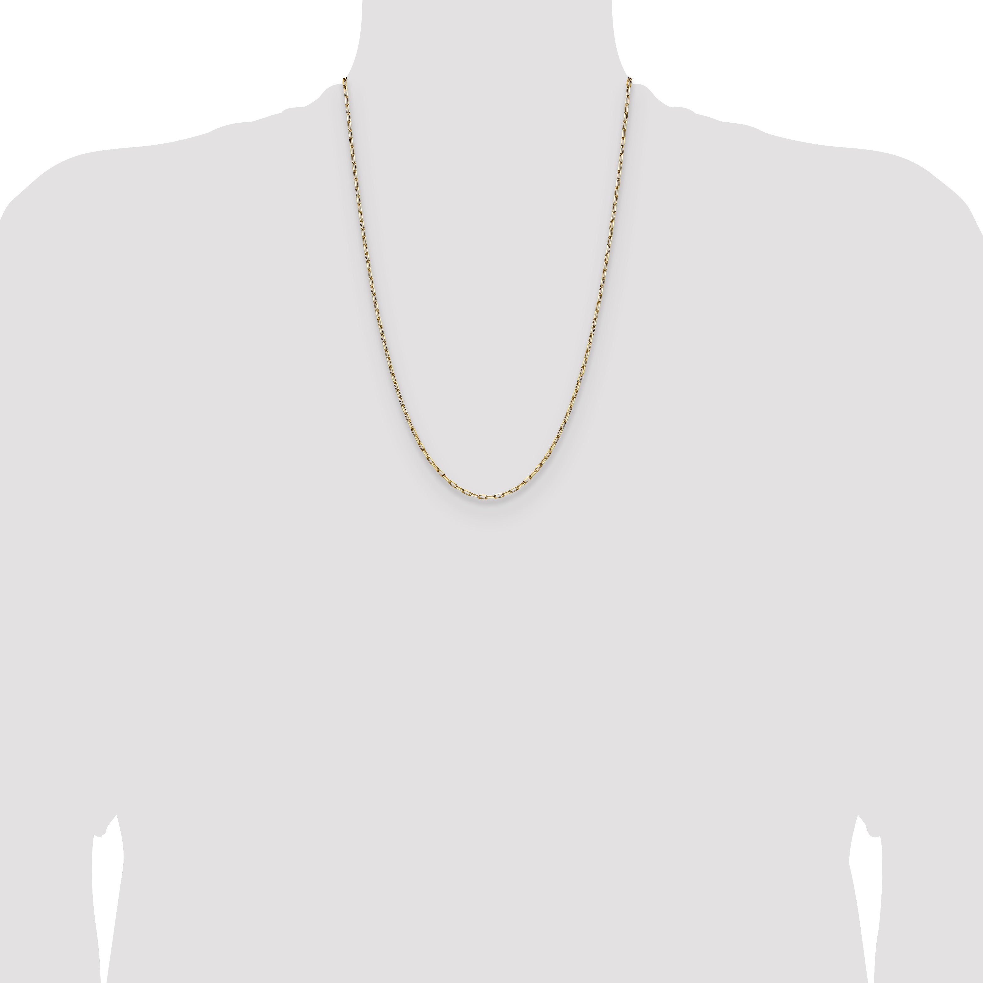 14k 2.1mm Solid Beveled Paperclip Chain