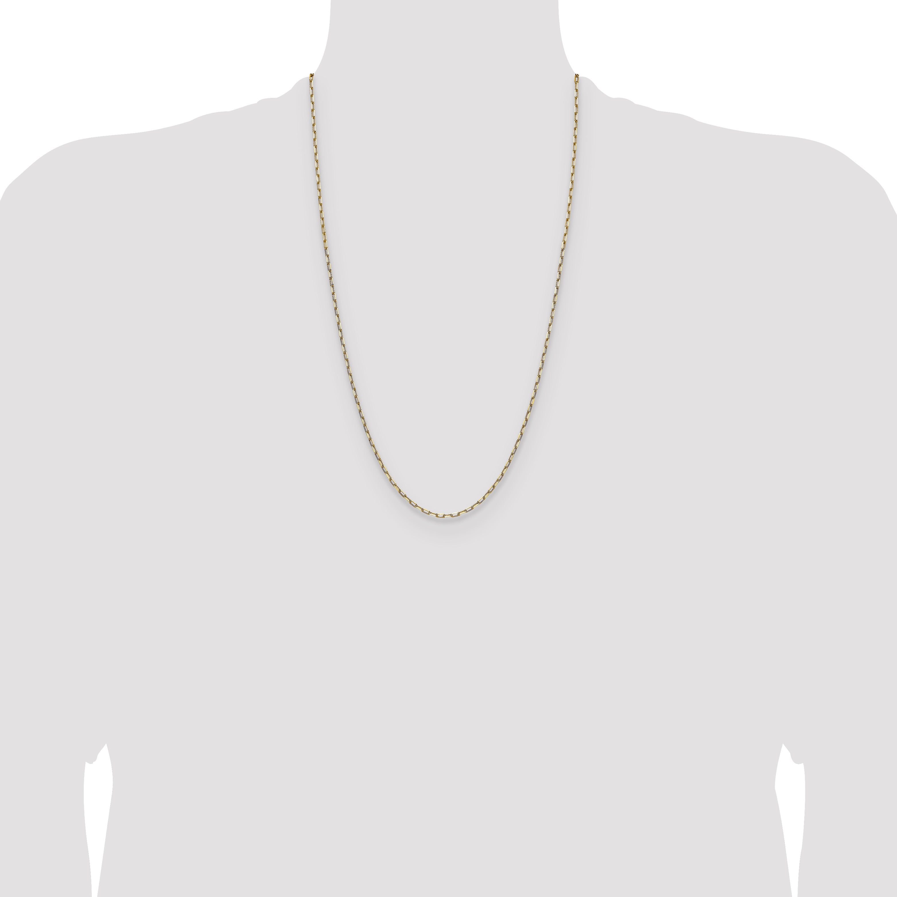 14k 2.1mm Solid Beveled Paperclip Chain