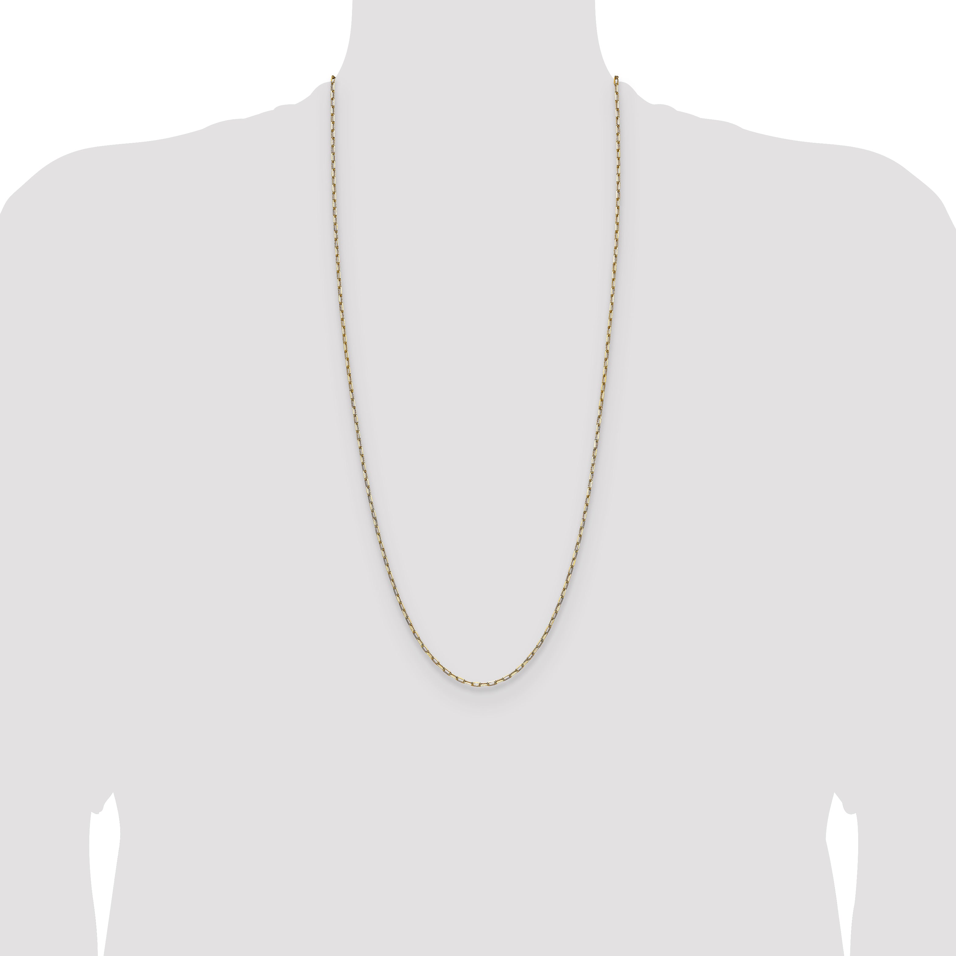 14k 2.1mm Solid Beveled Paperclip Chain