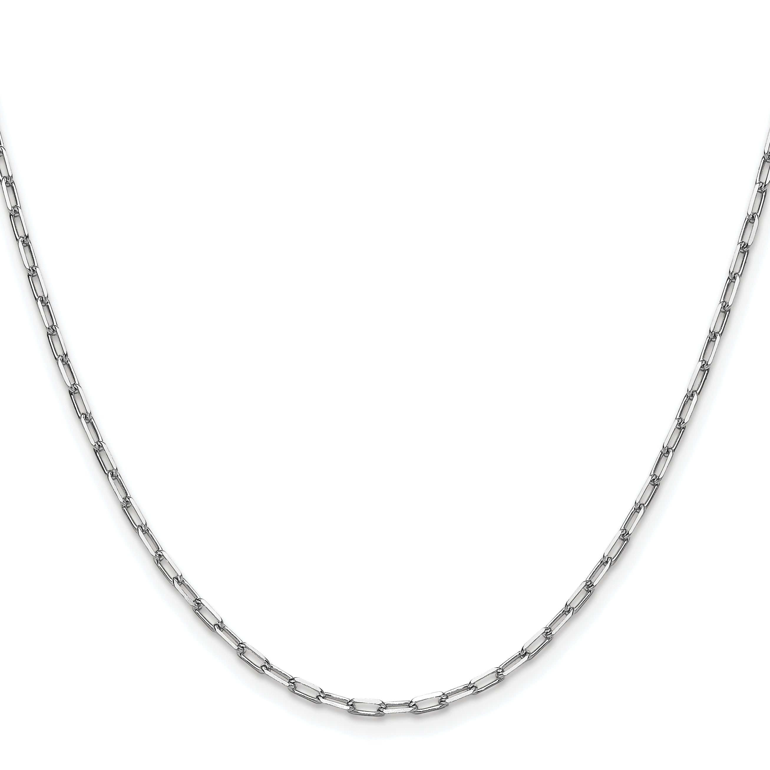 14k White Gold 2.1mm Solid Beveled Paperclip Chain