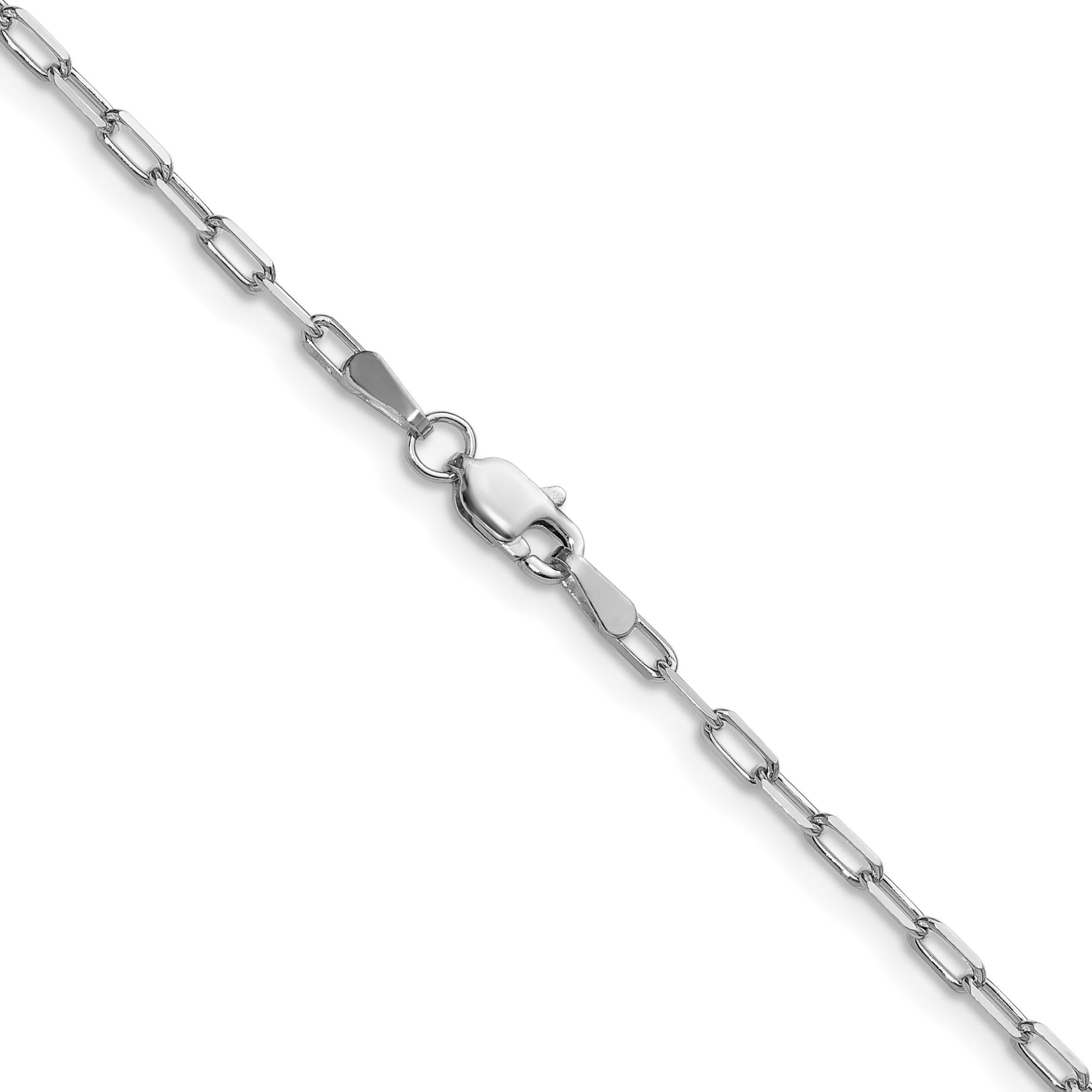14k White Gold 2.1mm Solid Beveled Paperclip Chain